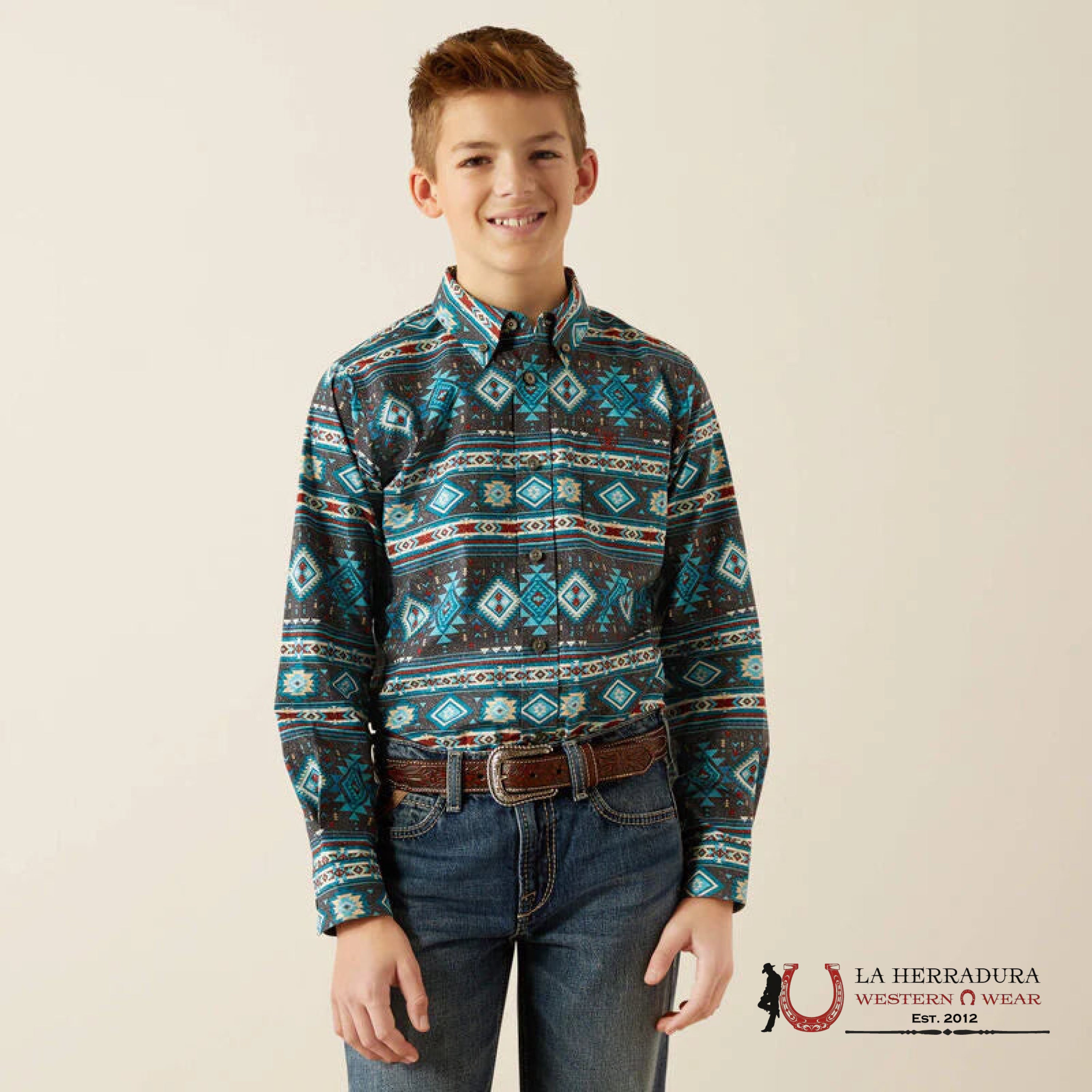 Ariat Prestcot Long Sleeve Shirt Teal - 4072 Niños