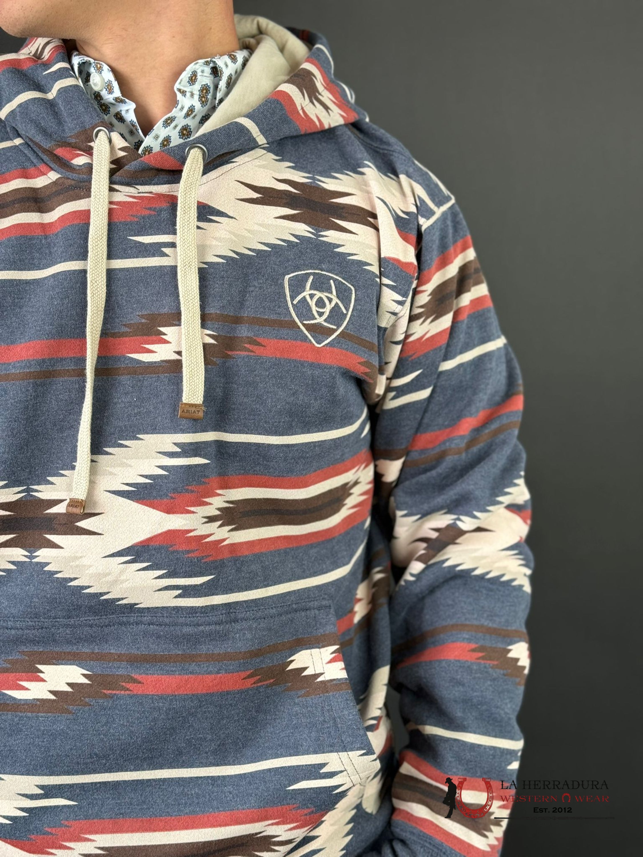Ariat Printed Chimayo Hoodie Navy Ropa Hombres