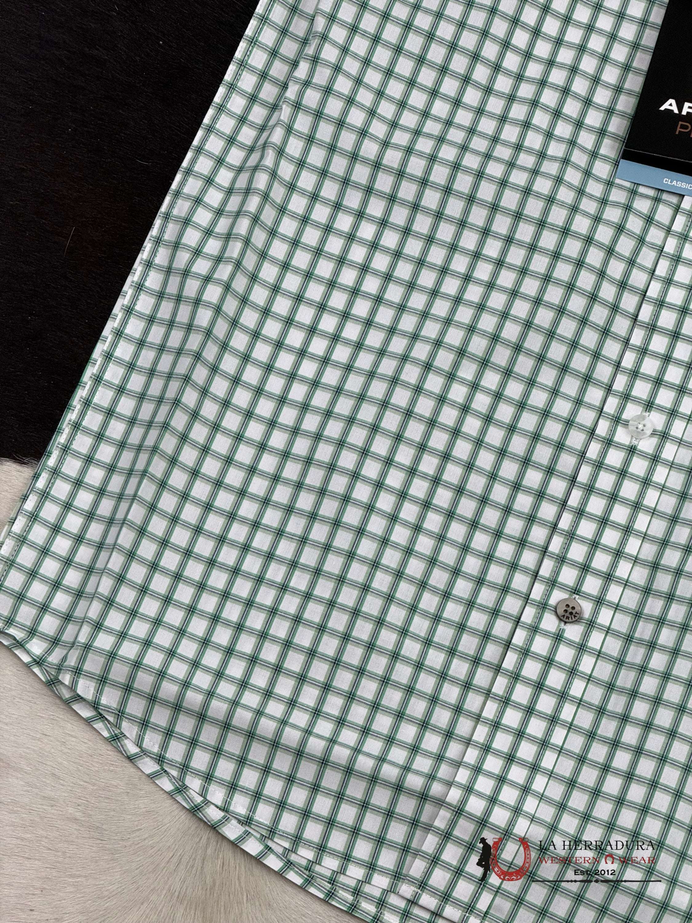 Ariat Pro Damian White Plaid Short Sleeve Shirt Ropa Hombres