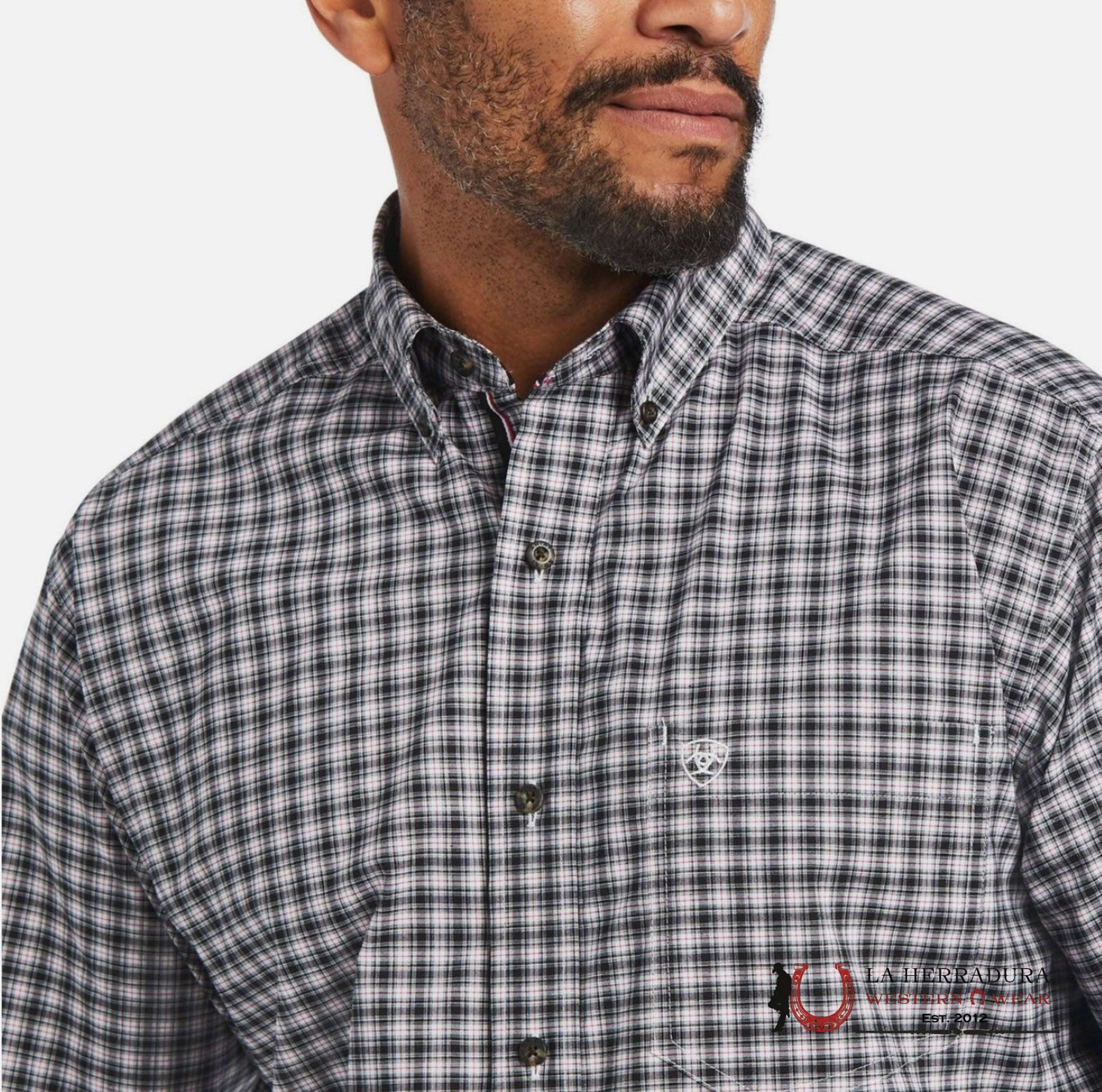 ARIAT PRO MICHAEL STR CLASSIC FIT LONG SLEEVE SHIRT BLACK 0774 ROPA HOMBRES