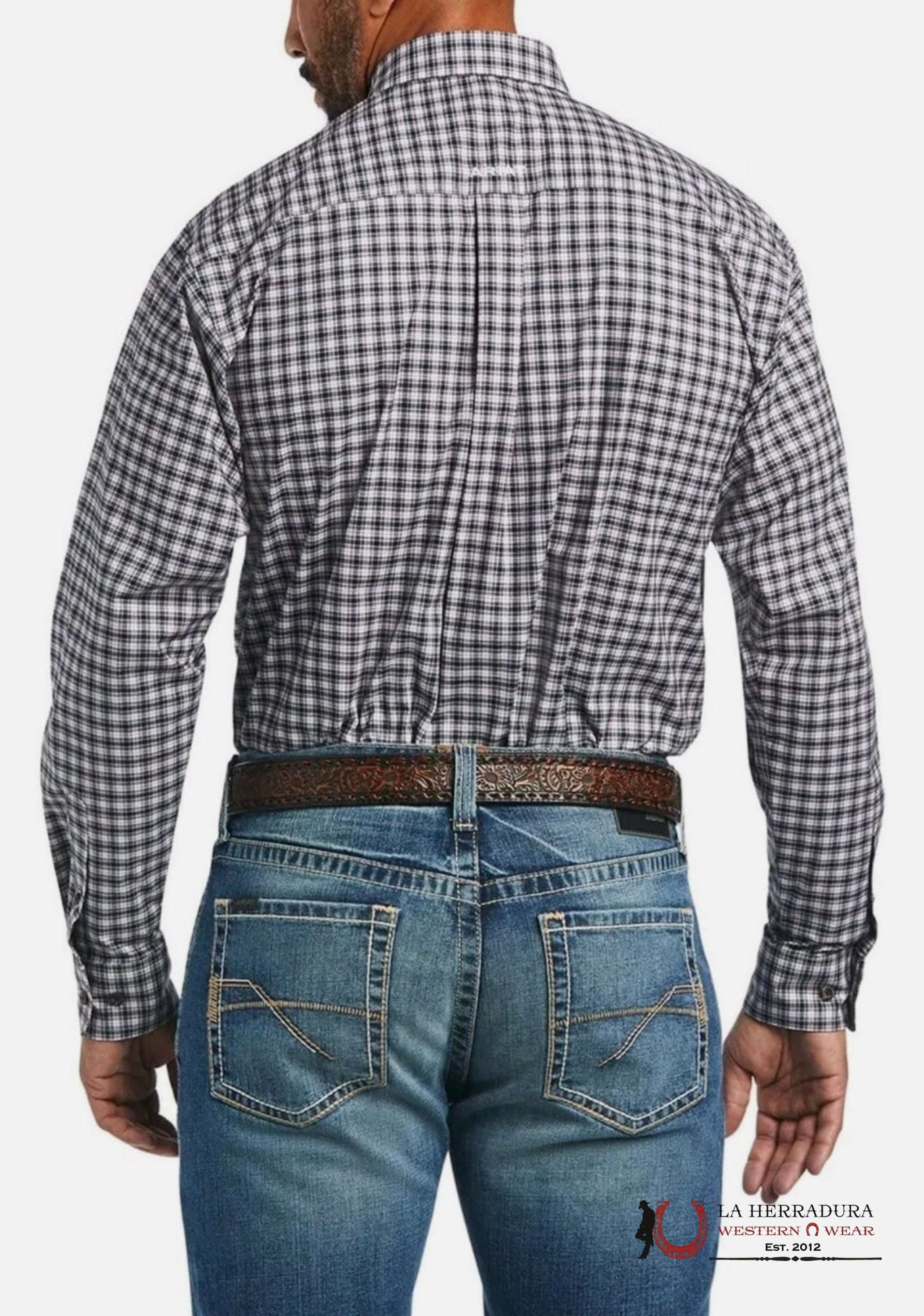 ARIAT PRO MICHAEL STR CLASSIC FIT LONG SLEEVE SHIRT BLACK 0774 ROPA HOMBRES