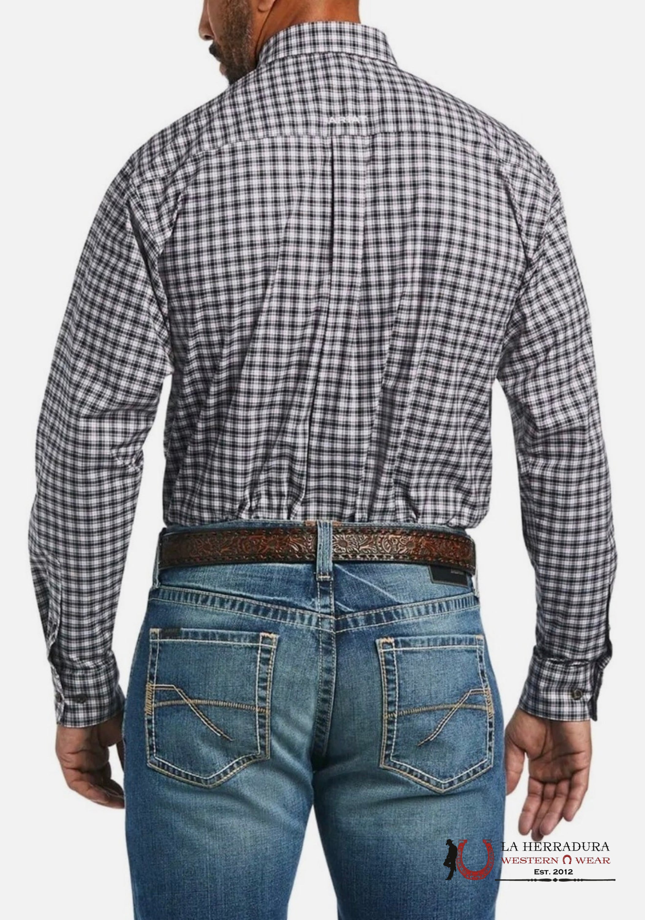 ARIAT PRO MICHAEL STR CLASSIC FIT LONG SLEEVE SHIRT BLACK 0774 ROPA HOMBRES