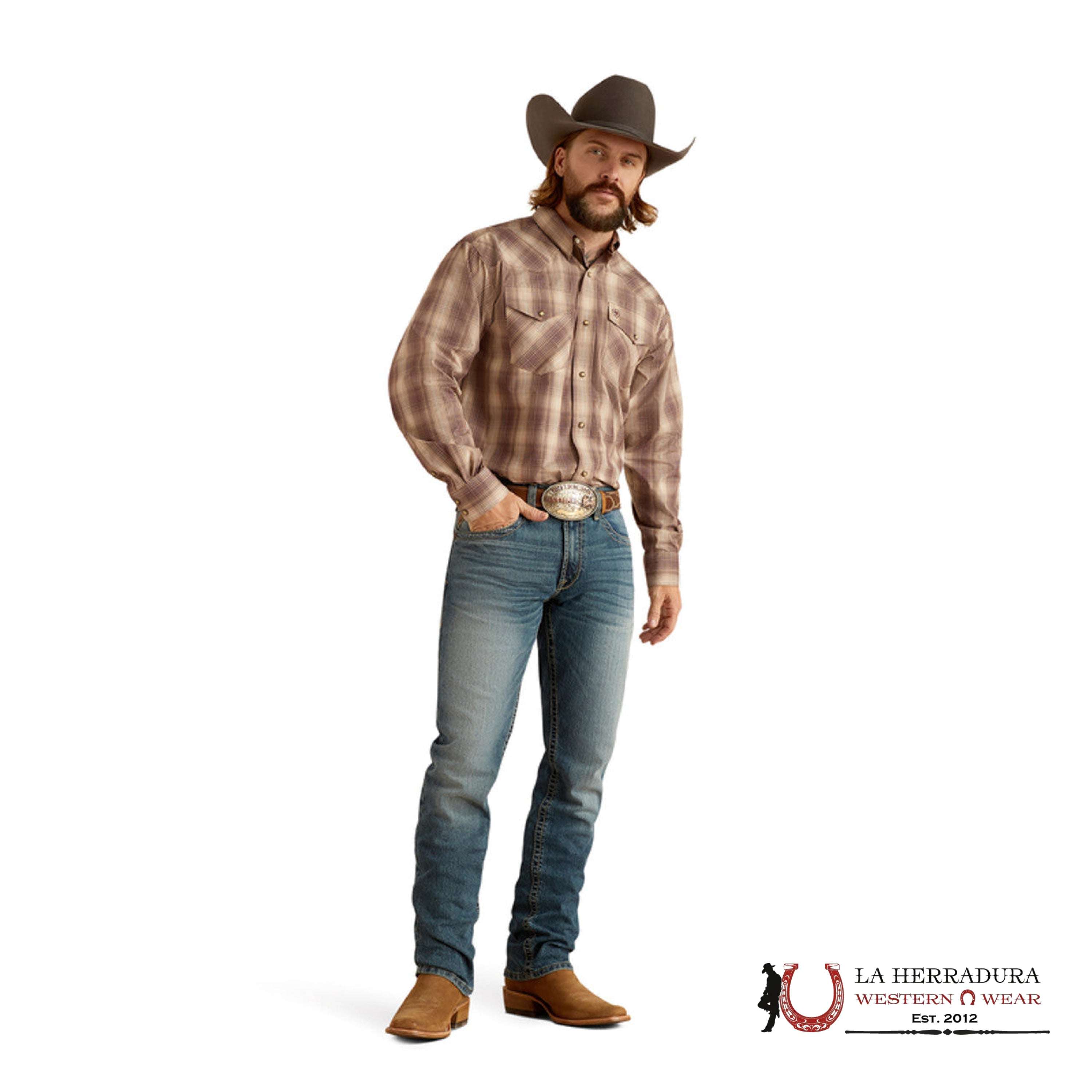 Ariat Pro Rex Brown Long Sleeve Shirt Ropa Hombres