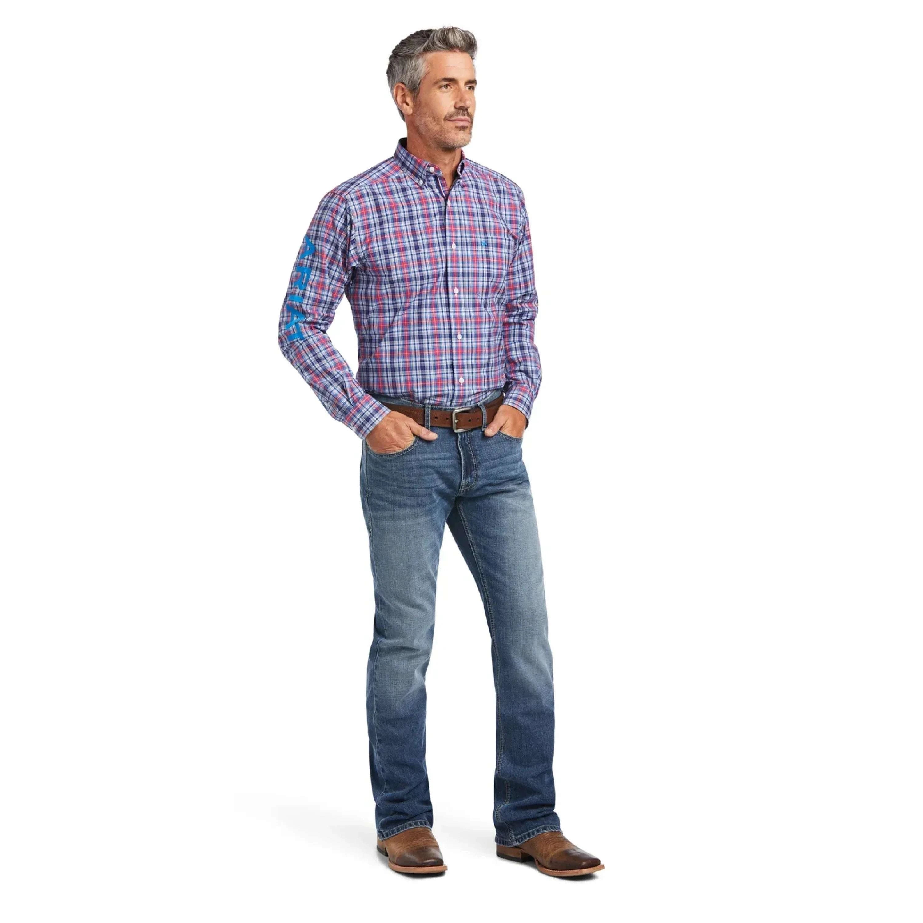 Ariat Pro Team Brandon Fitted Long Sleeve Shirt Blue Depth - 9728 Ropa Hombres