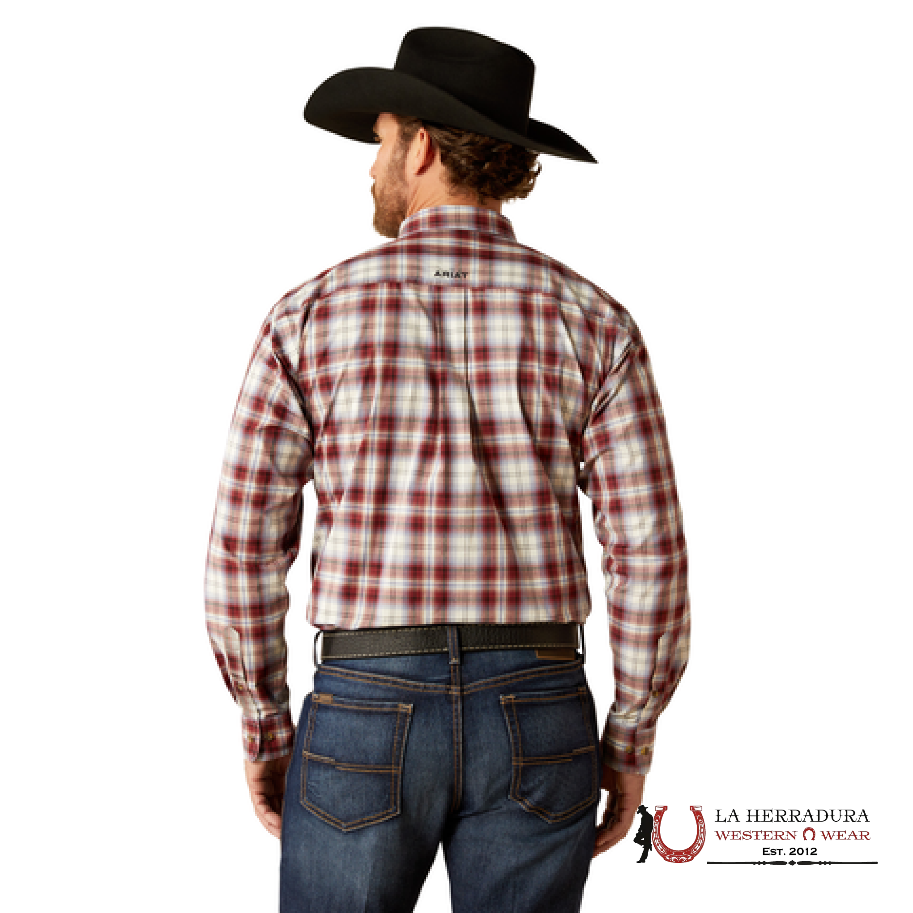 Ariat Pro Team Oscar Long Sleeve Dark Red/Navy- 4060 Ropa Hombres