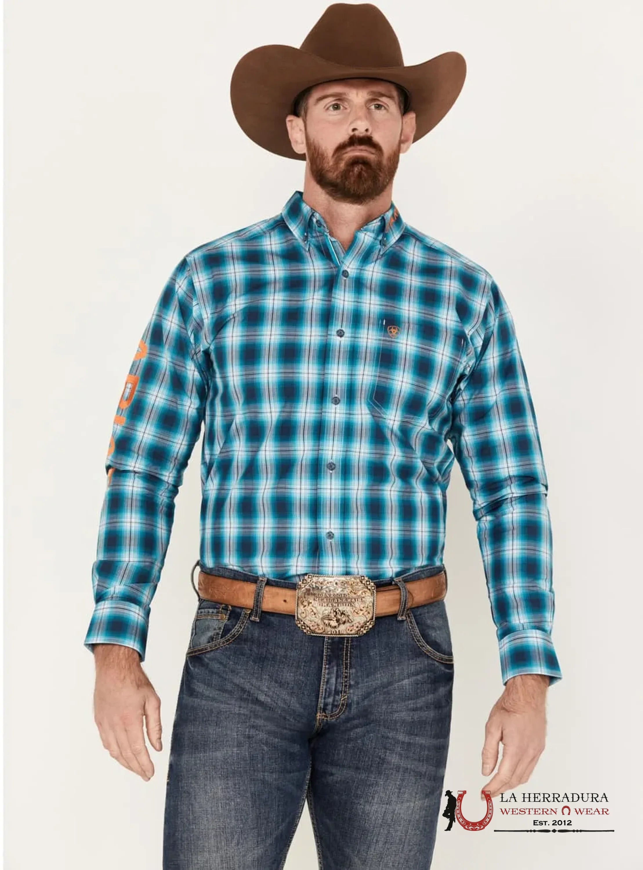 ARIAT PRO TEAM SEAN FTD LS SHRT TEAL 10043796 ROPA HOMBRES