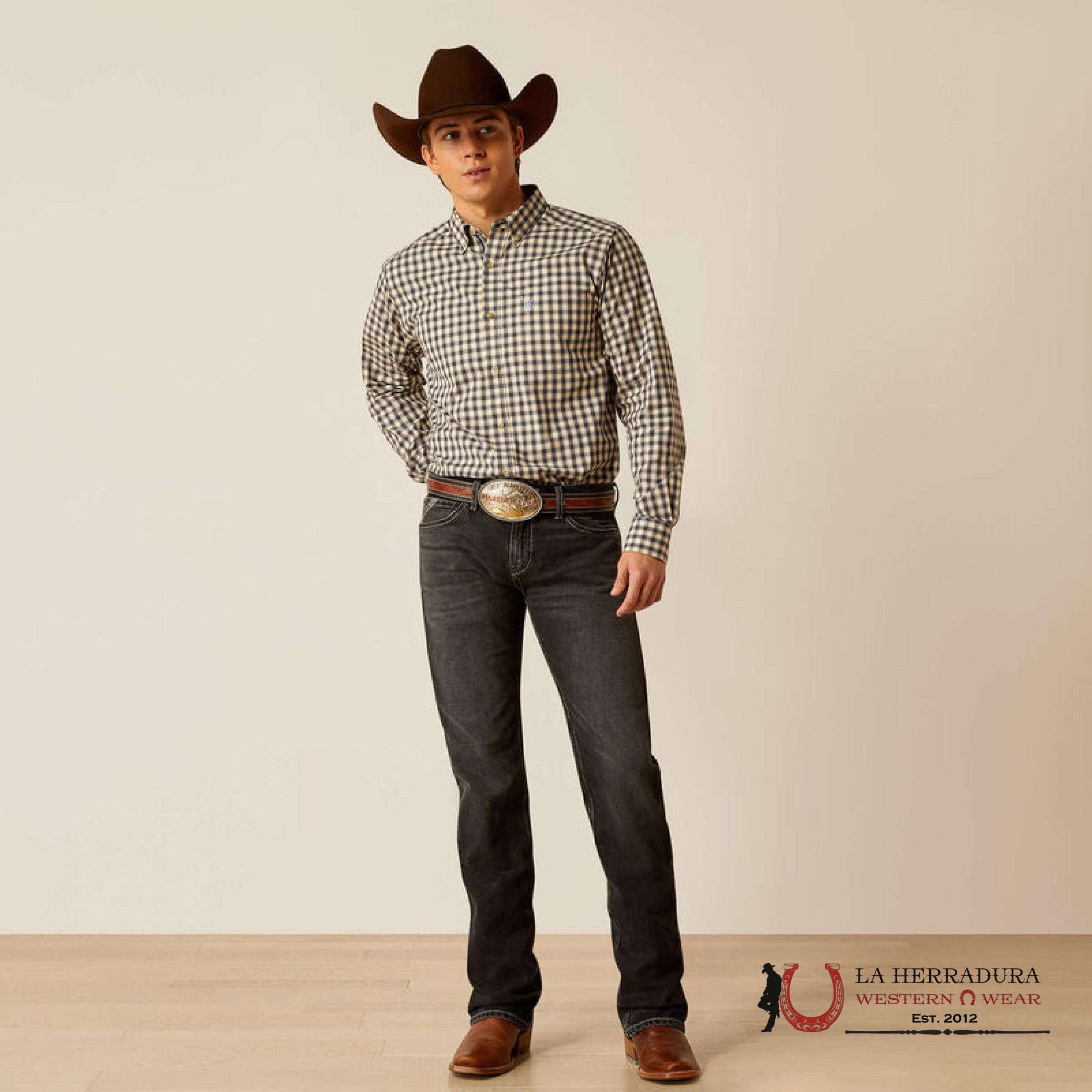 Ariat Pro Thad Fitted Long Sleeve Shirt Dark Blue Classic Fit- 2303 Ropa Hombres
