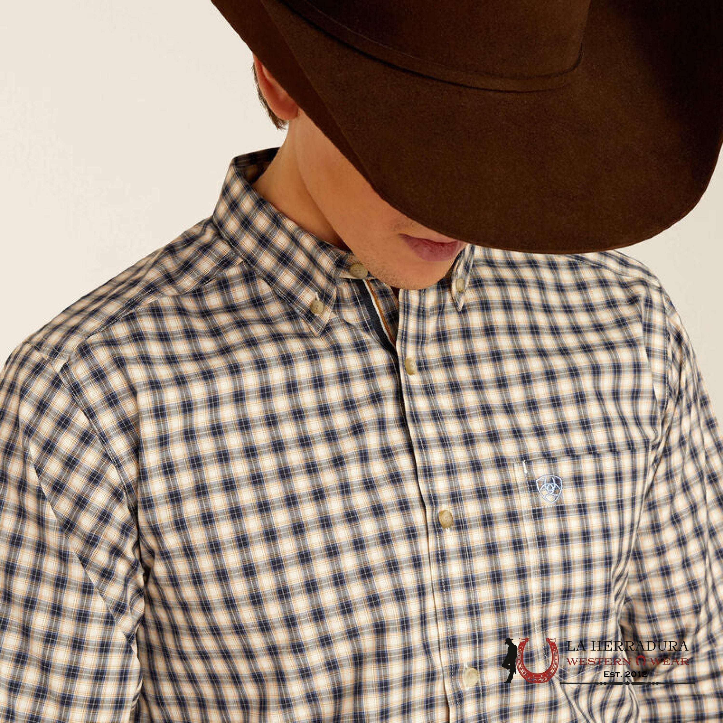 Ariat Pro Thad Fitted Long Sleeve Shirt Dark Blue Classic Fit- 2303 Ropa Hombres