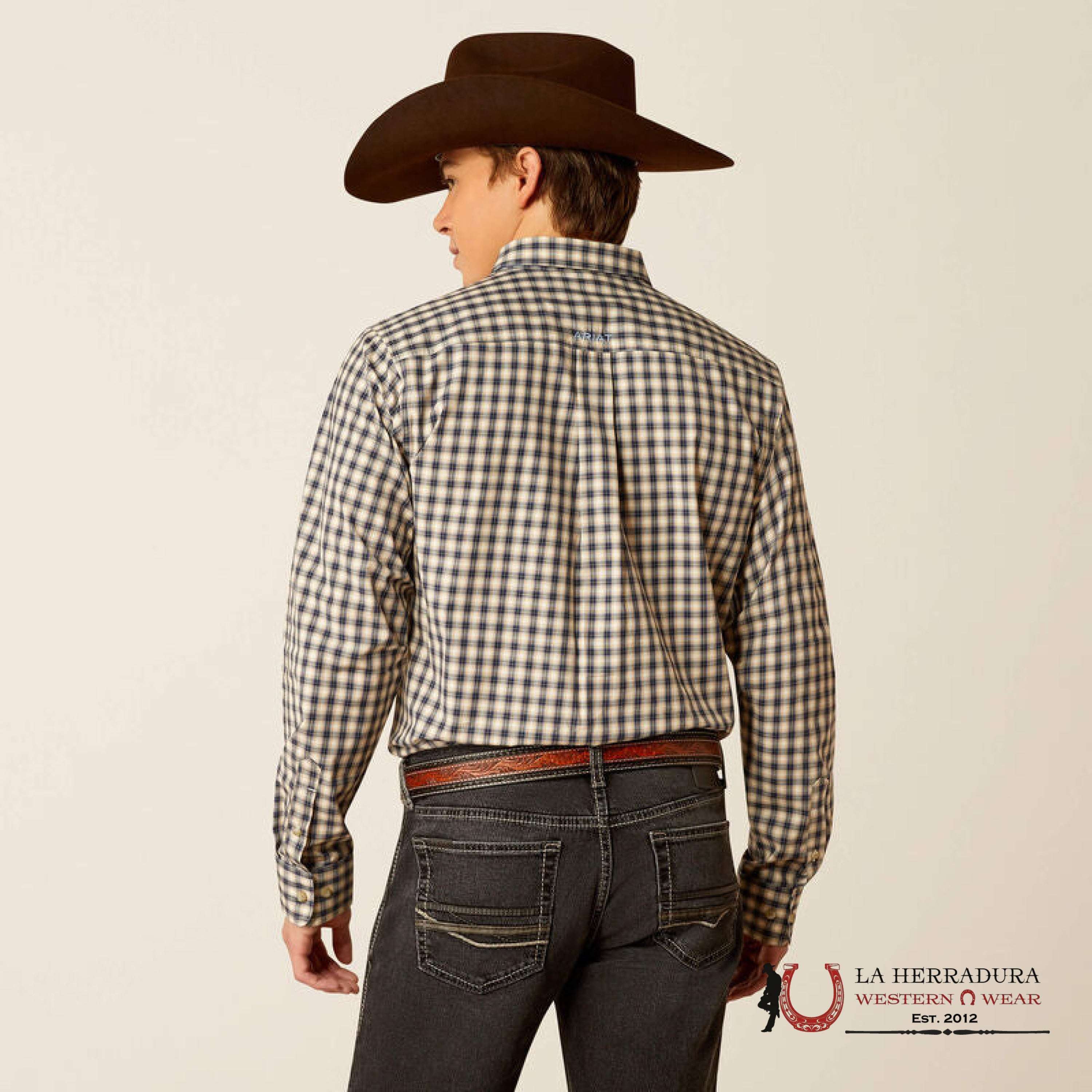 Ariat Pro Thad Fitted Long Sleeve Shirt Dark Blue Classic Fit- 2303 Ropa Hombres