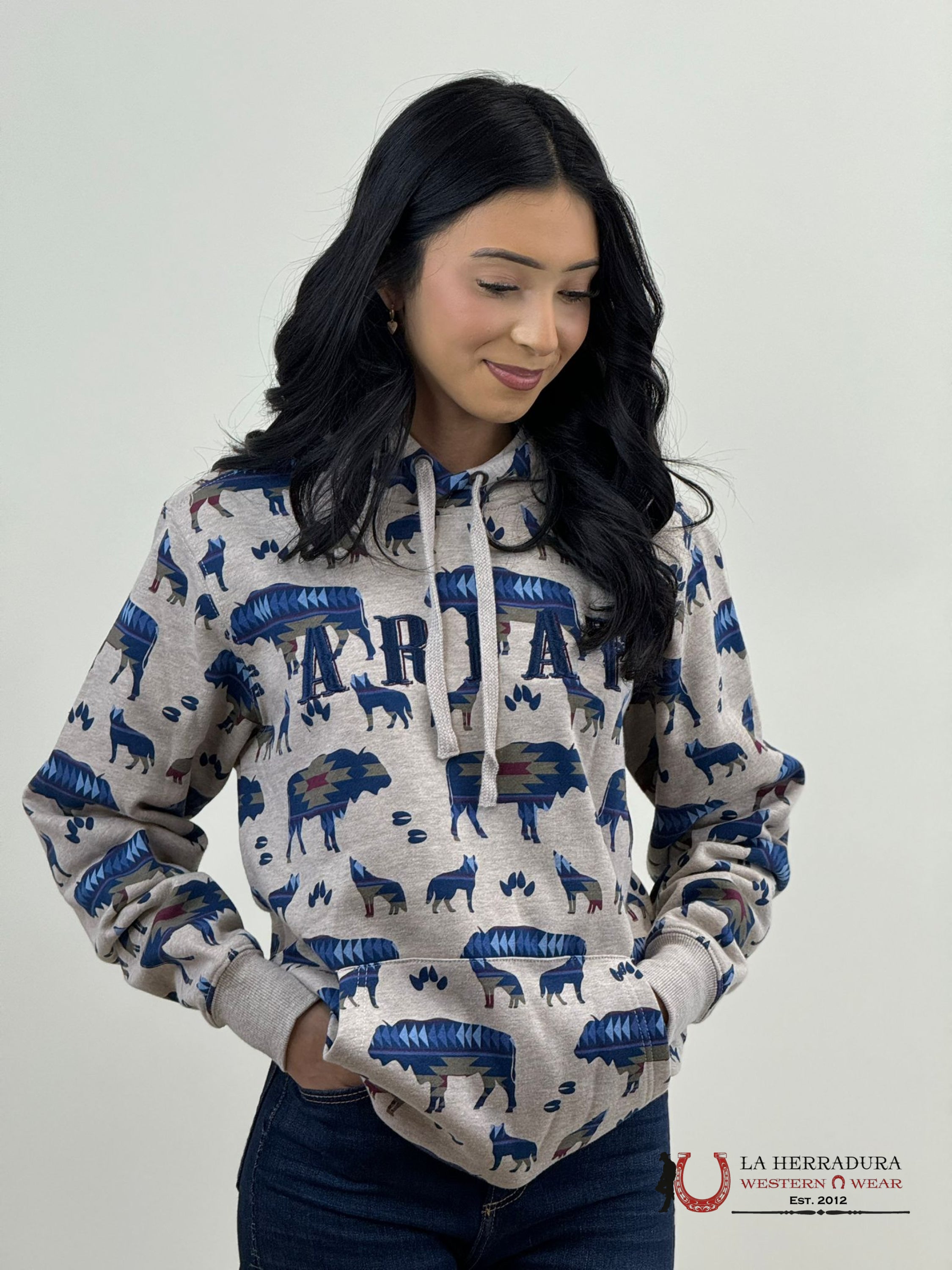 Ariat Real Allover Western Print Hoodie-1657 Ropa Mujeres
