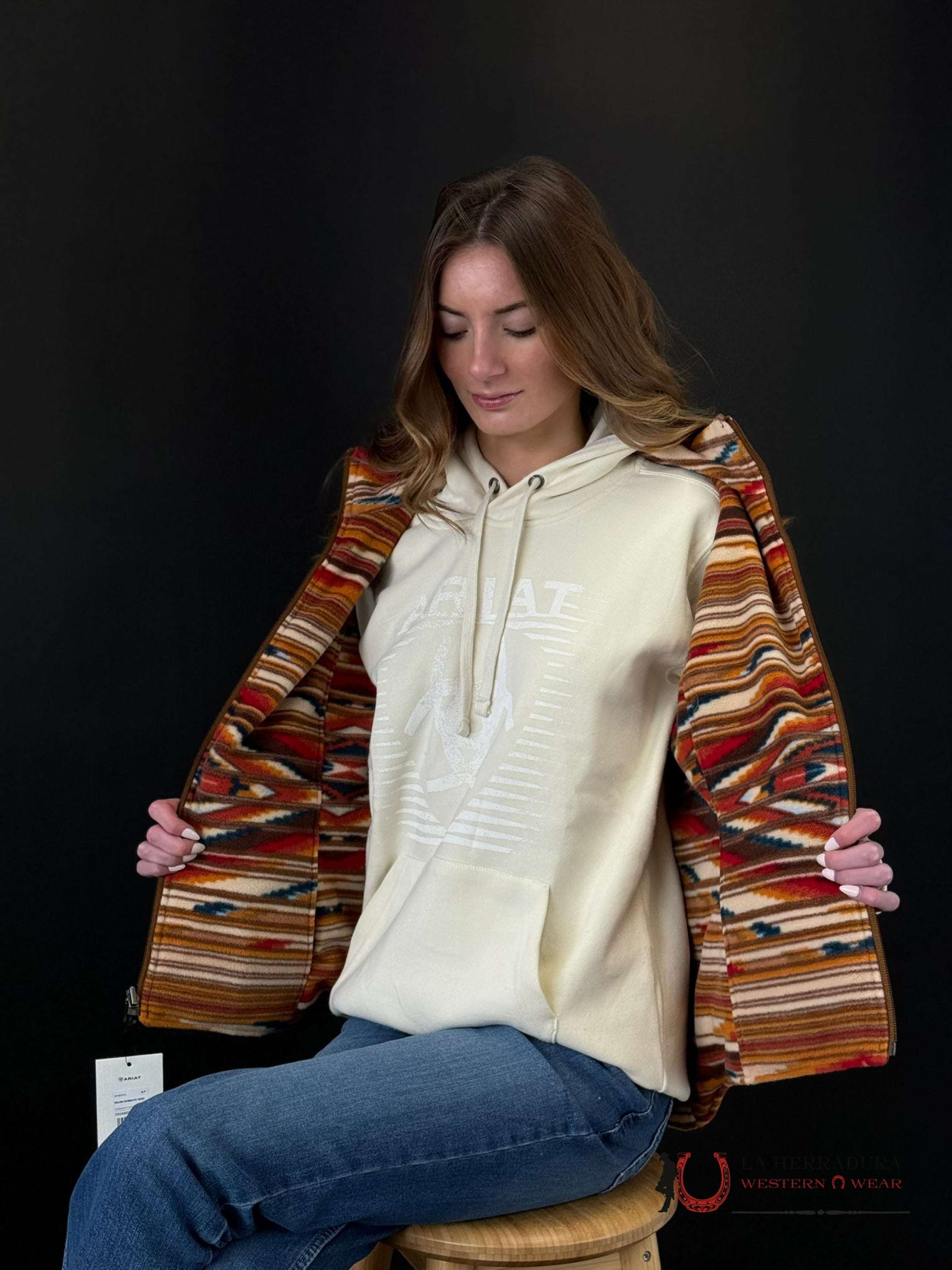 Ariat Real Fadding Lines Hood White Onyx Hoodie-6451 Ropa Mujeres