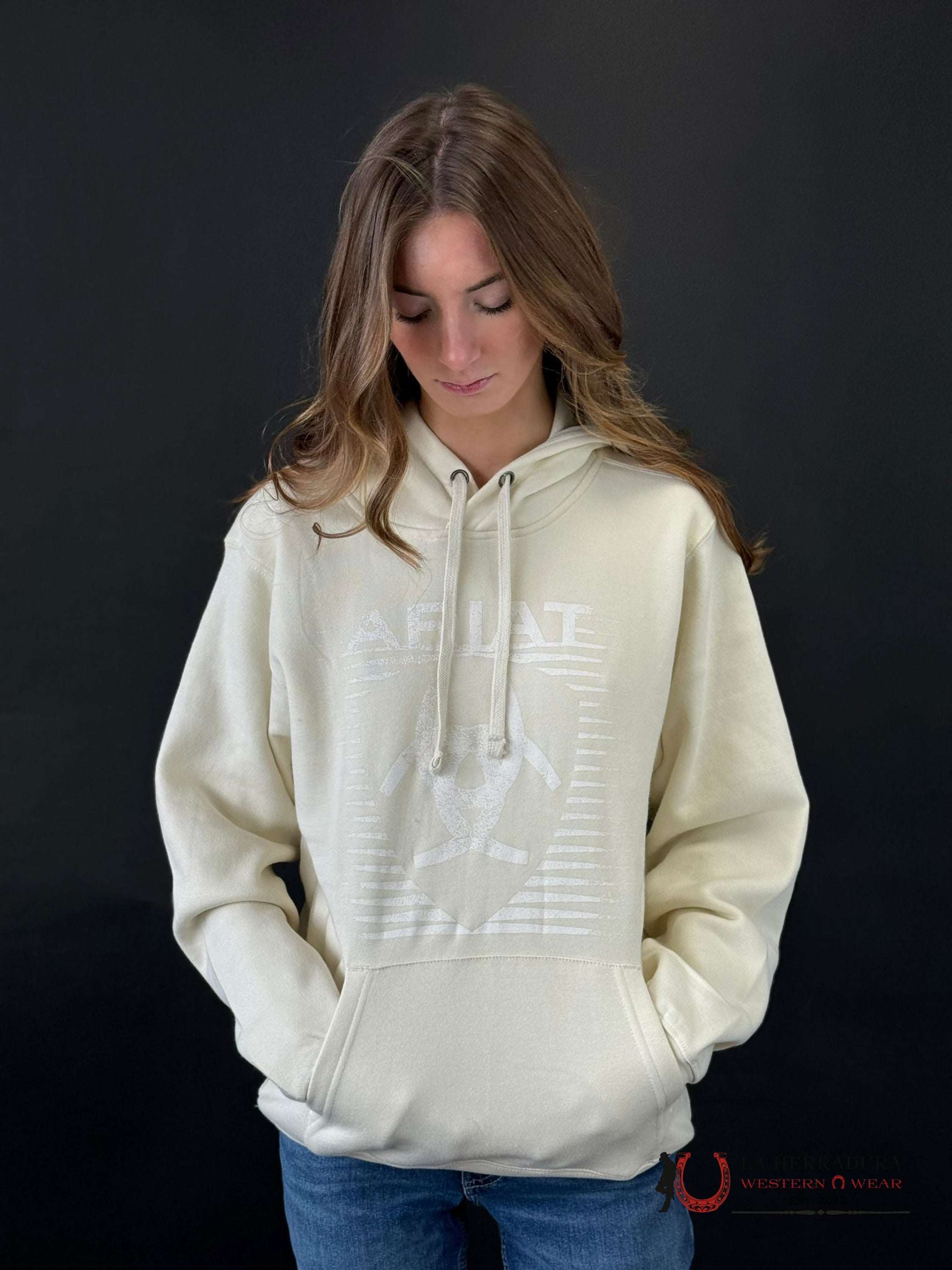 Ariat Real Fadding Lines Hood White Onyx Hoodie-6451 Ropa Mujeres