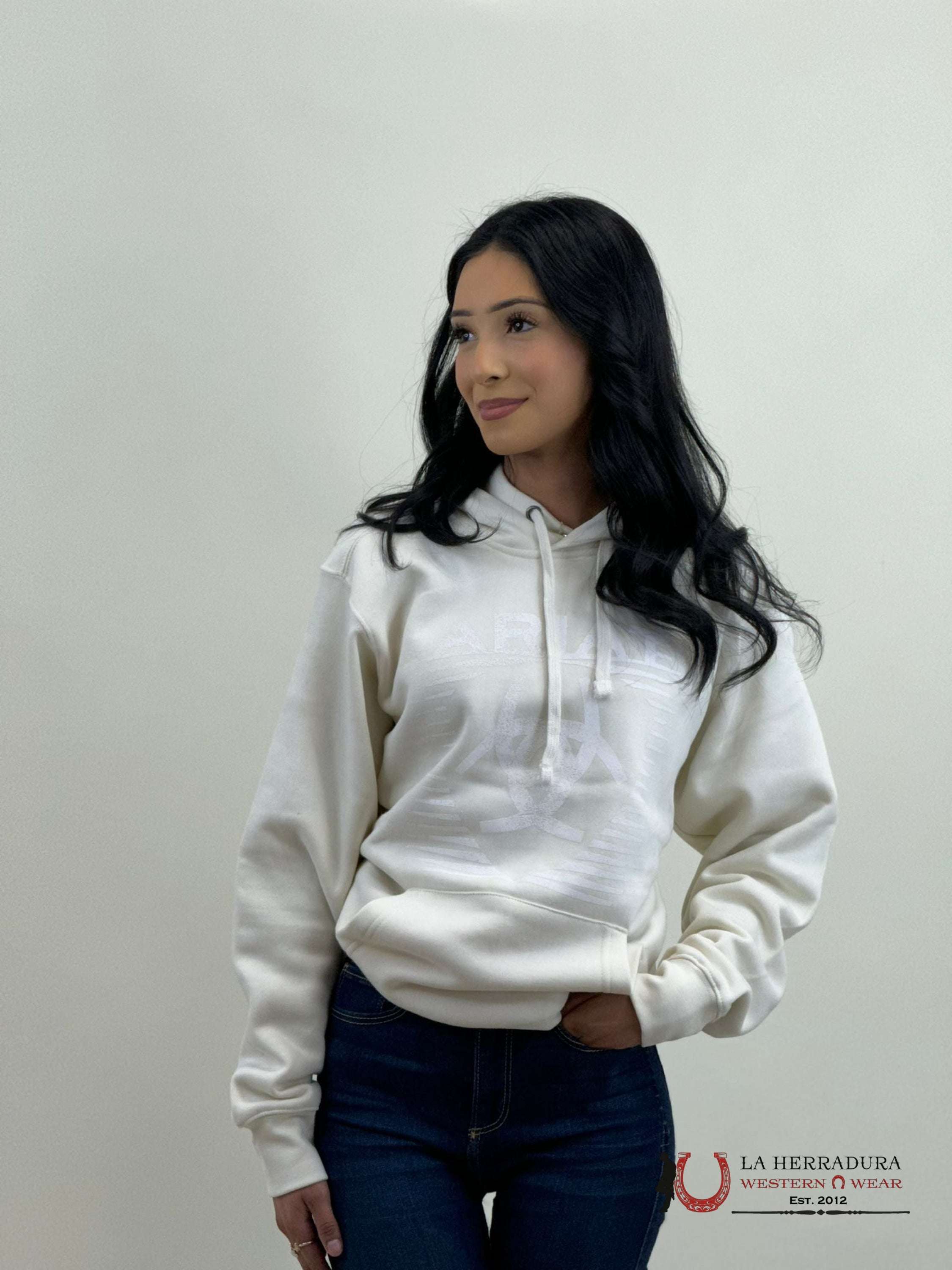 Ariat Real Fadding Lines Hood White Onyx Hoodie-6451 Ropa Mujeres