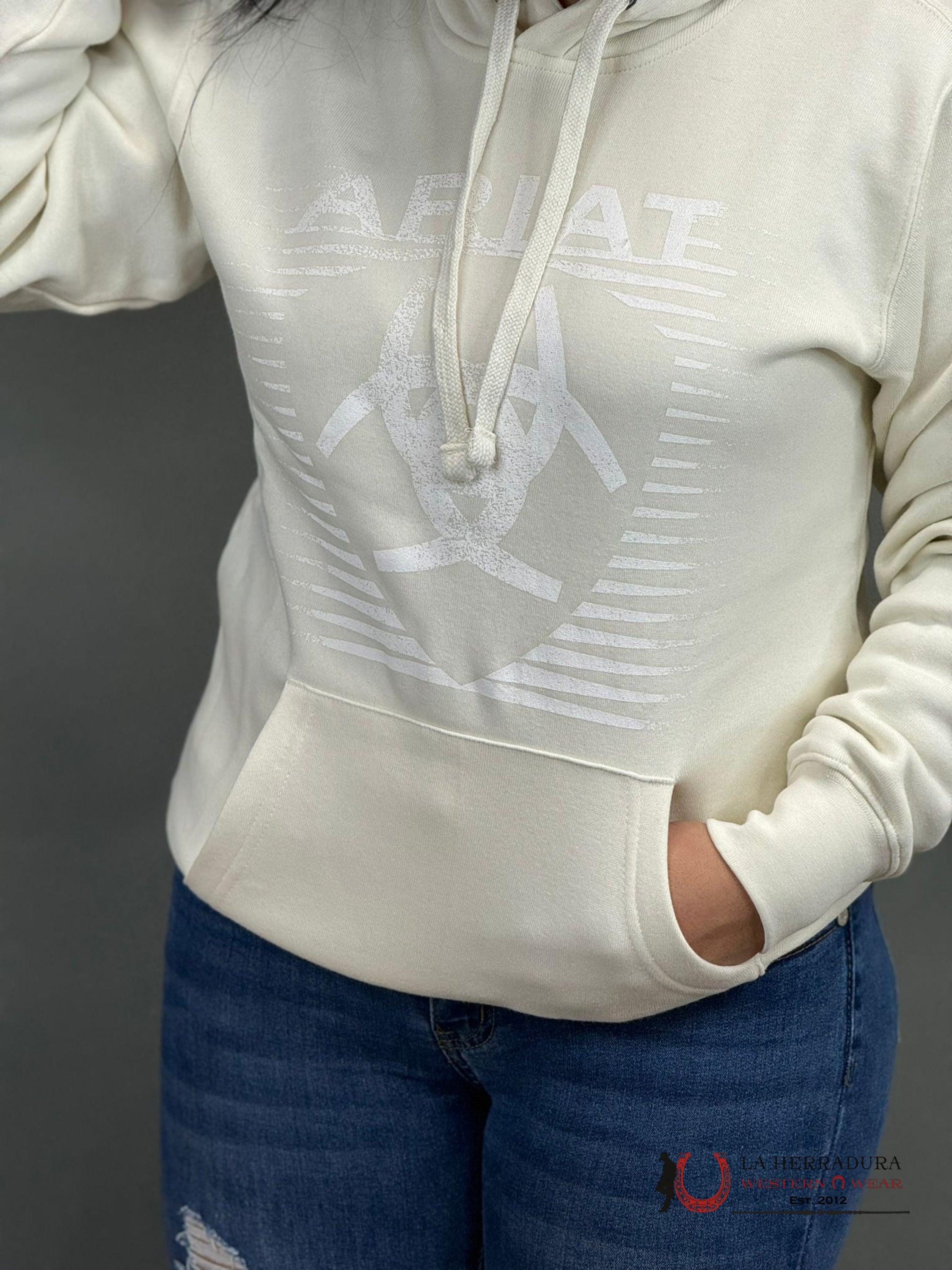 Ariat Real Fadding Lines Hood White Onyx Hoodie-6451 Ropa Mujeres