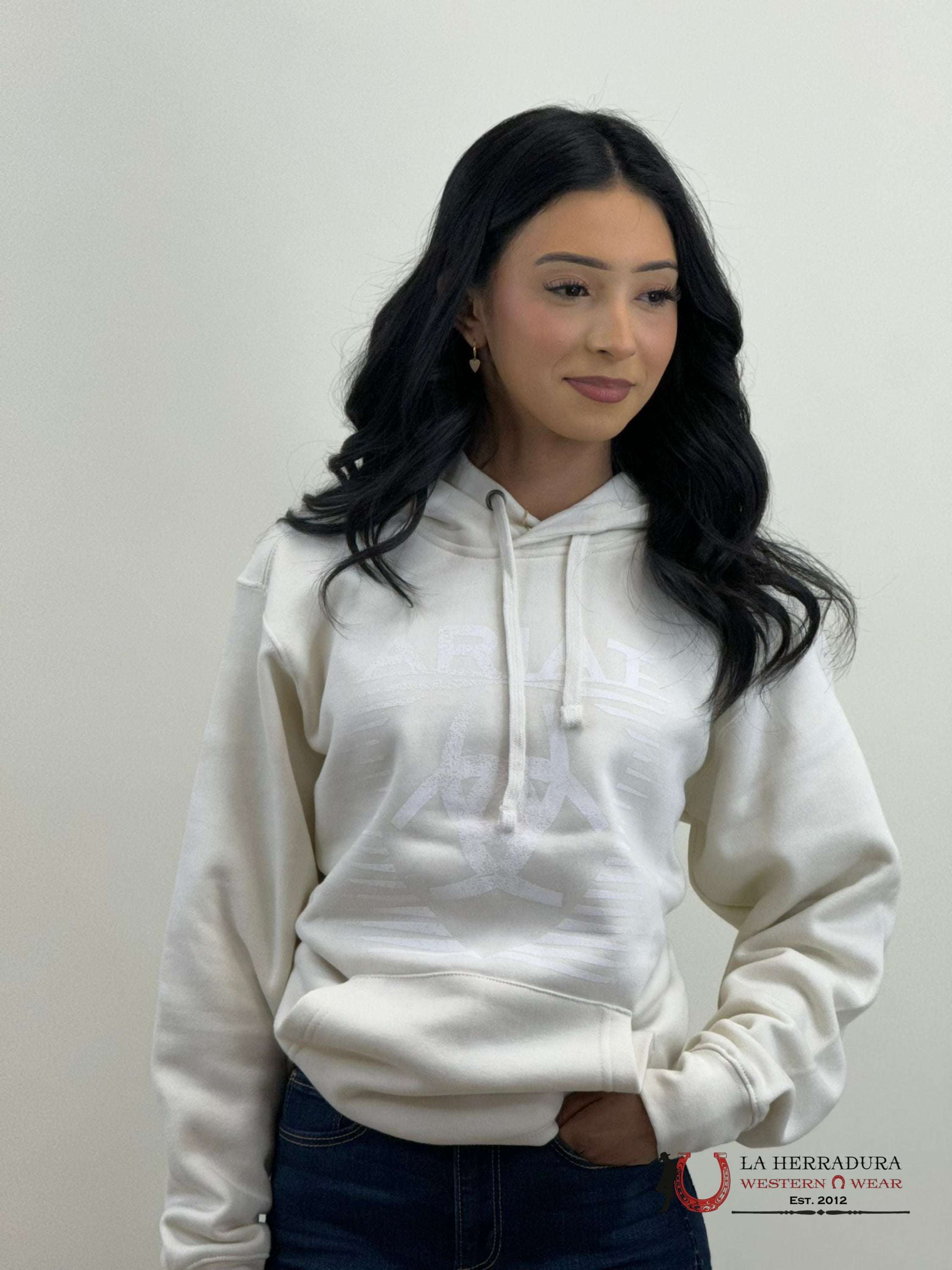 Ariat Real Fadding Lines Hood White Onyx Hoodie-6451 Ropa Mujeres