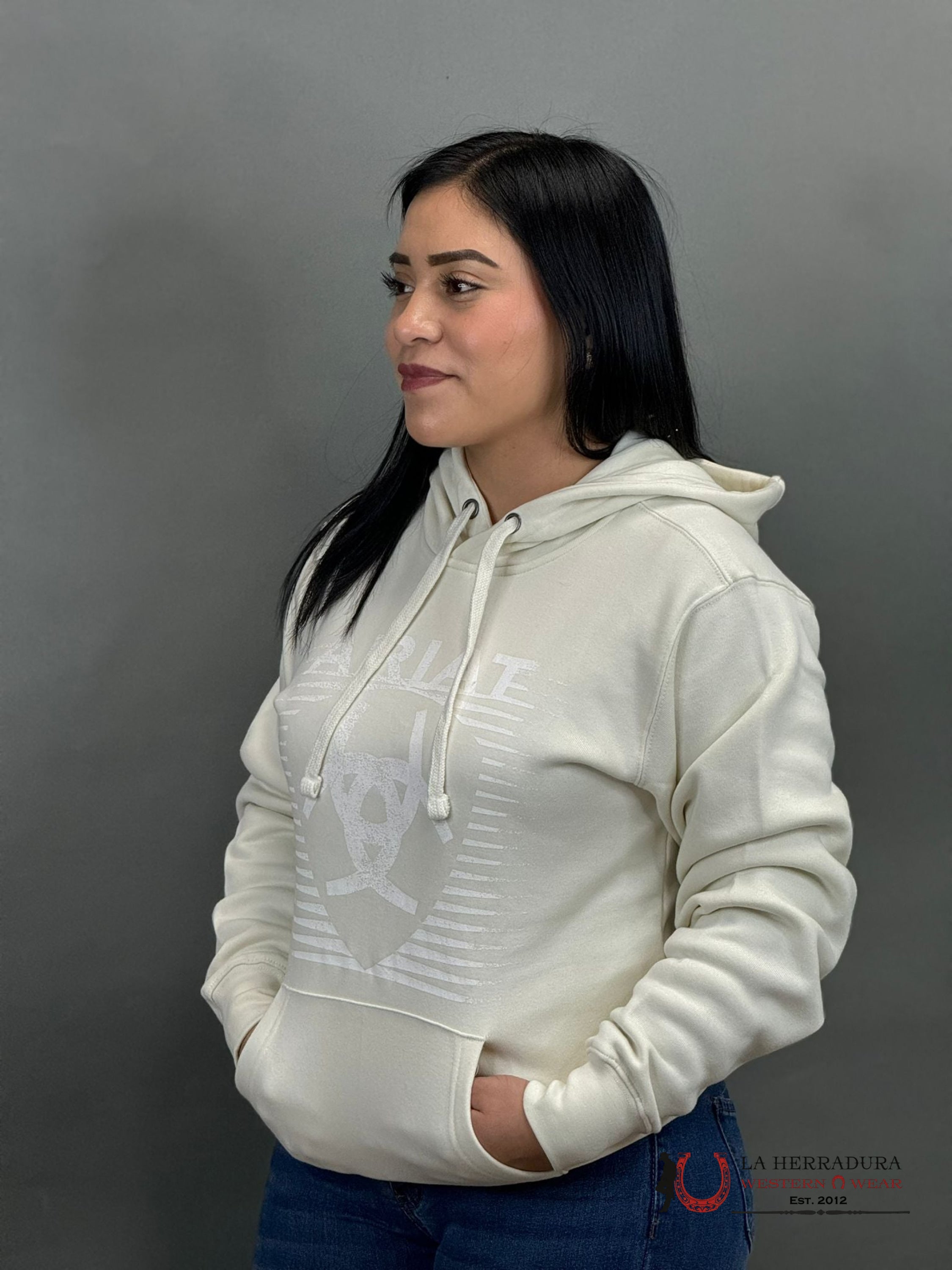 Ariat Real Fadding Lines Hood White Onyx Hoodie-6451 Ropa Mujeres