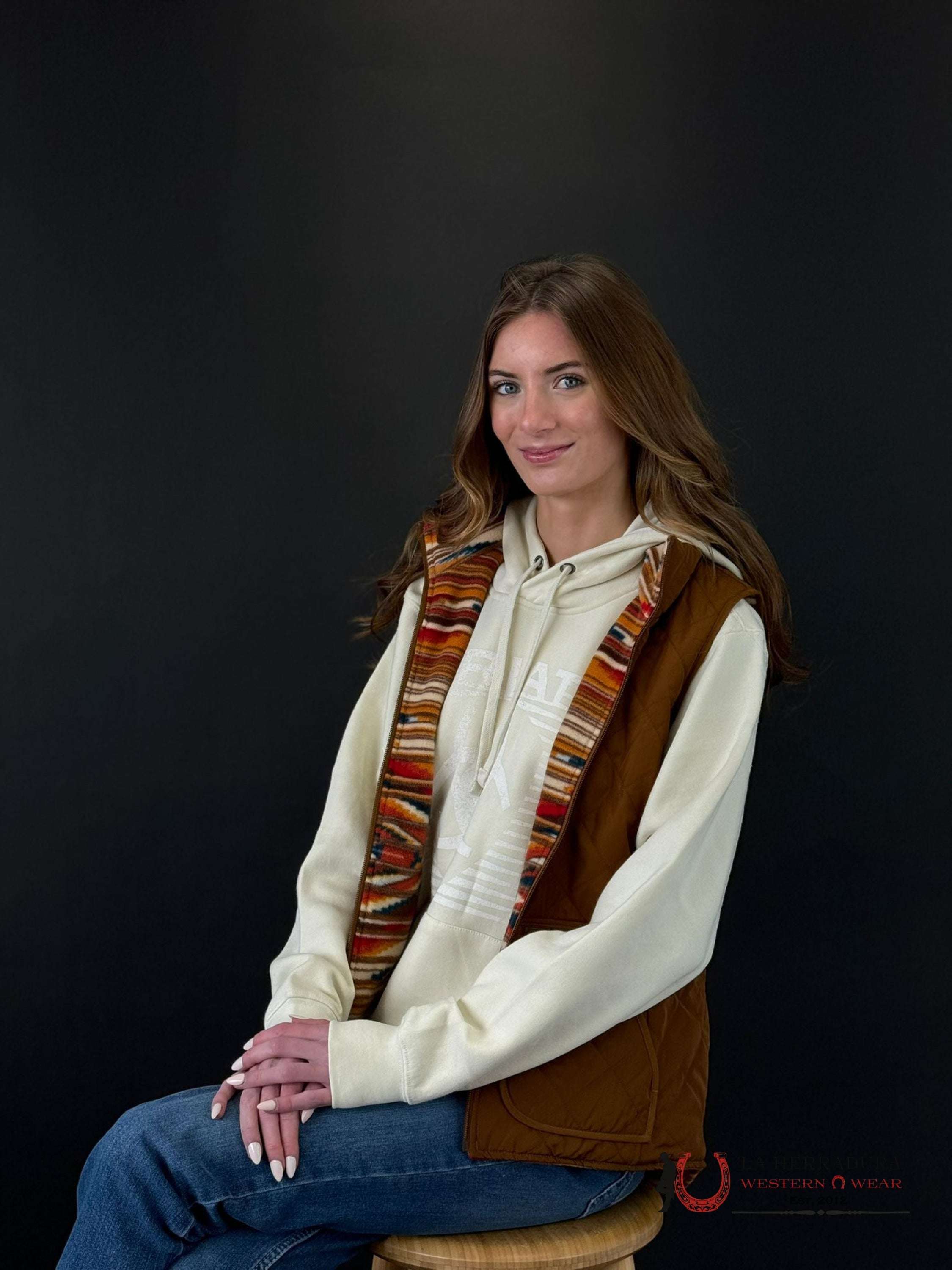 Ariat Real Fadding Lines Hood White Onyx Hoodie-6451 Ropa Mujeres