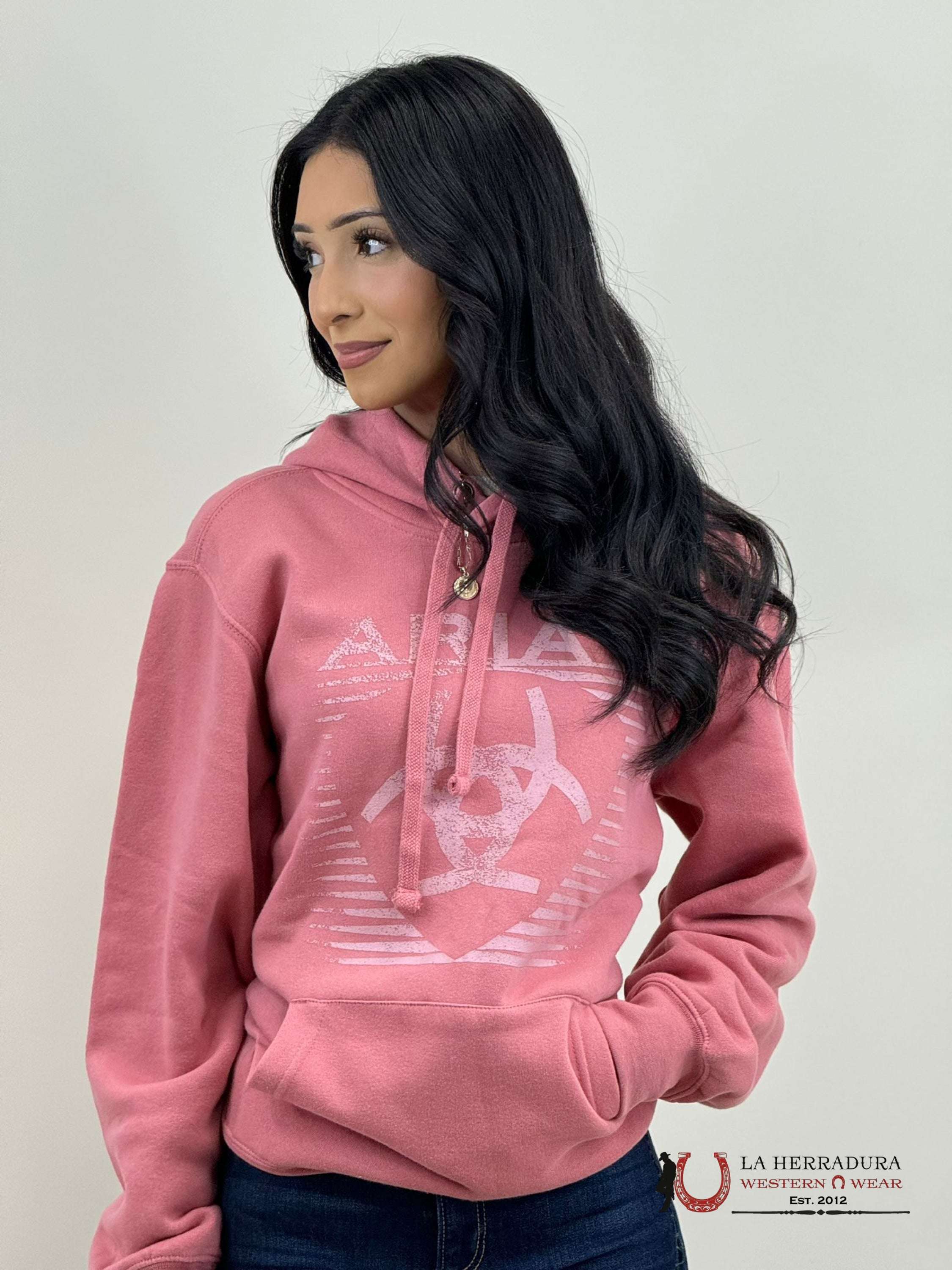 Ariat Real Fading Lines Hoodie Dusty Rose-6450 Ropa Mujeres