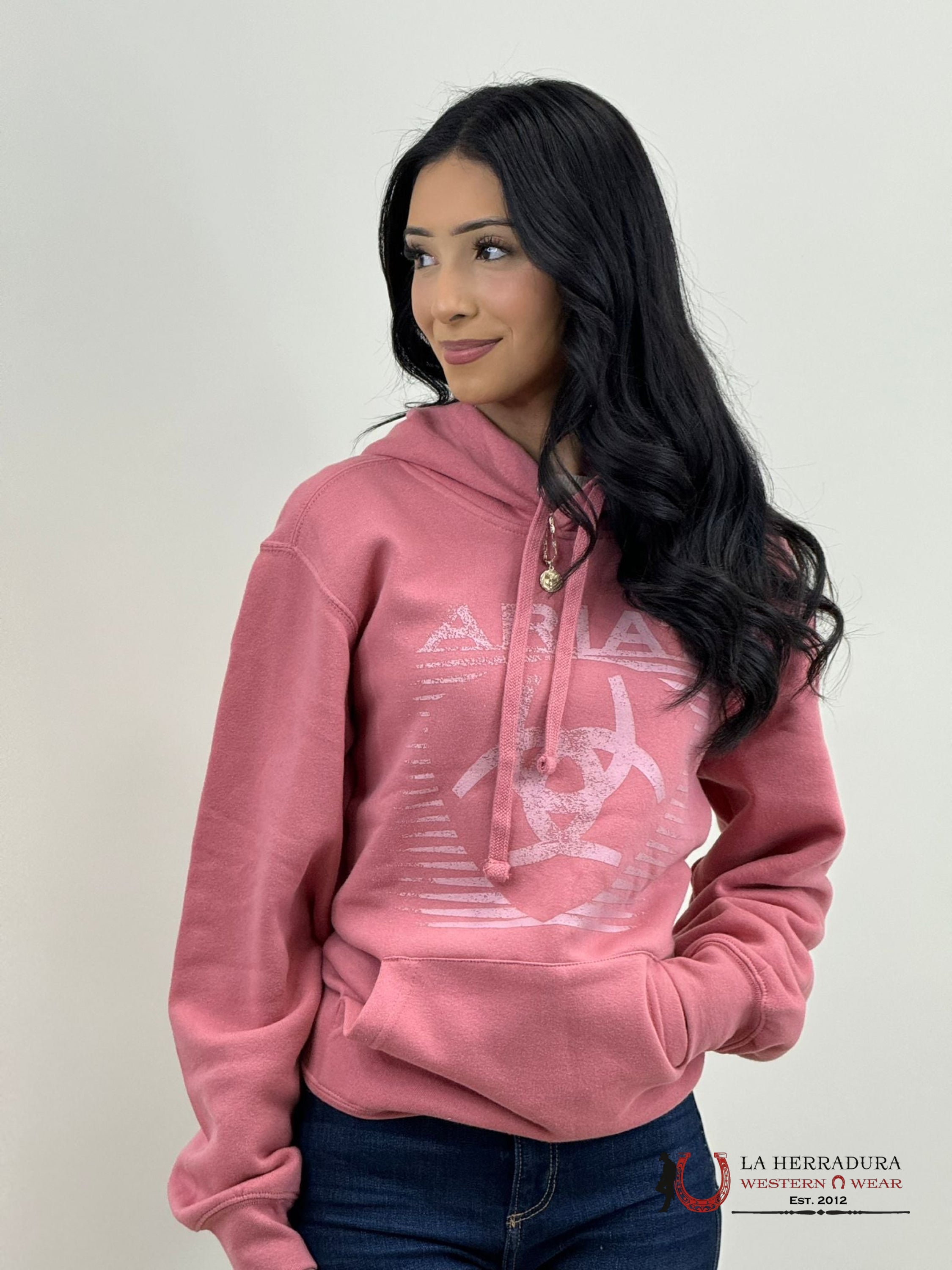 Ariat Real Fading Lines Hoodie Dusty Rose-6450 Ropa Mujeres