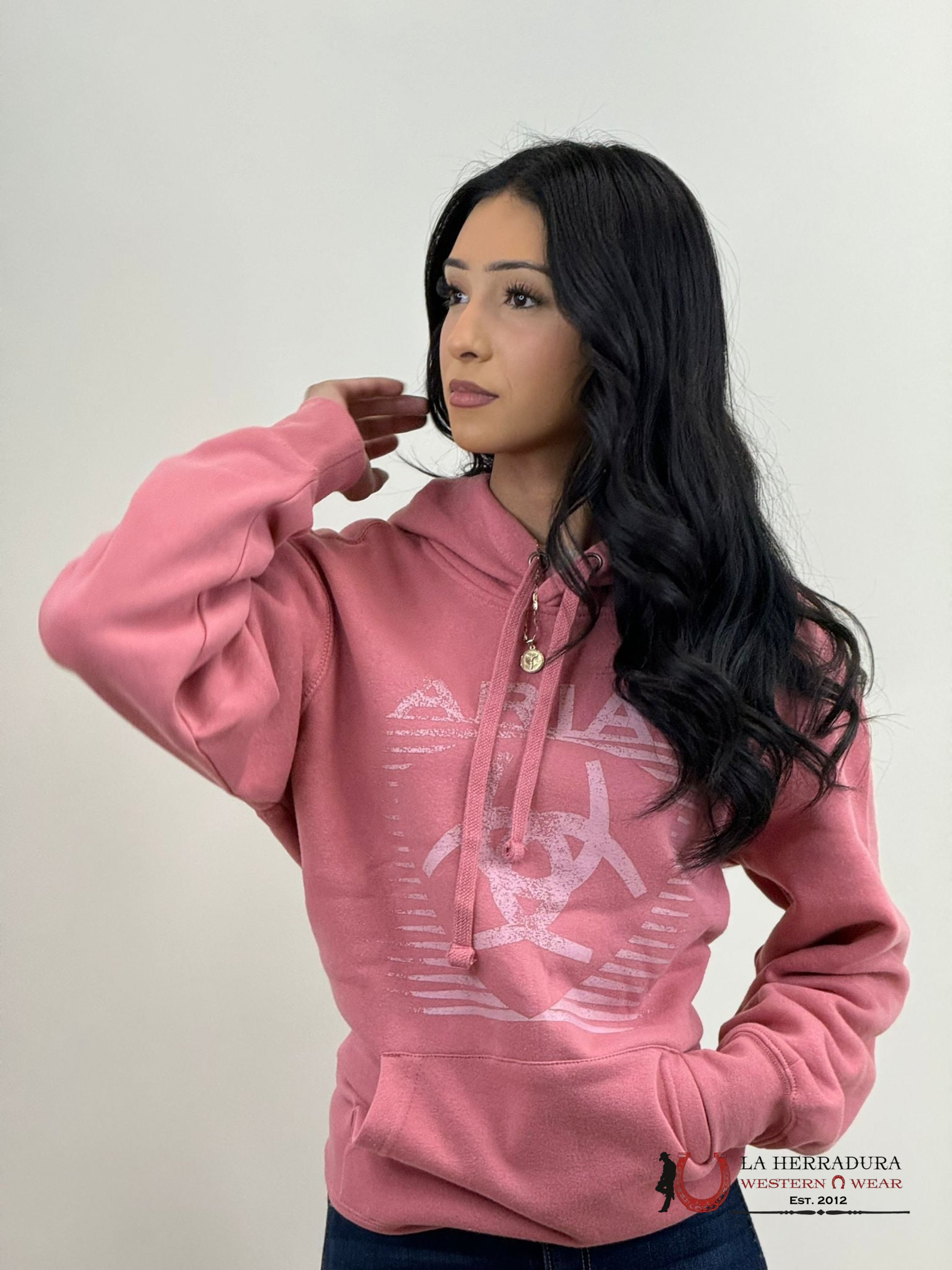 Ariat Real Fading Lines Hoodie Dusty Rose-6450 Ropa Mujeres