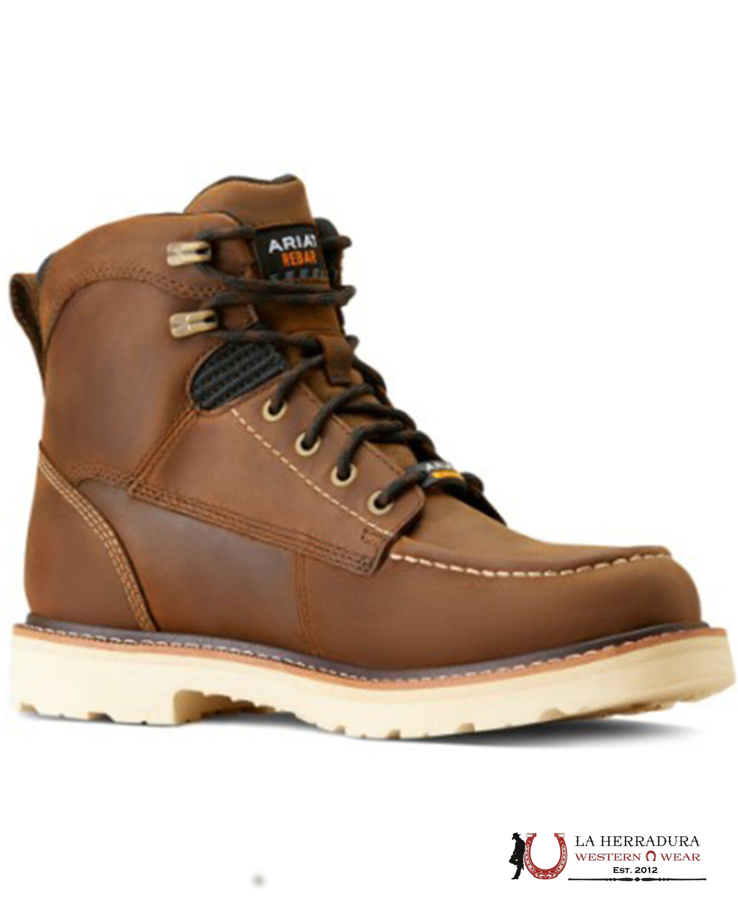 ARIAT REBAR “LIFT 6” H20 DISTRESSED BROWN ROUND TOE 1004677