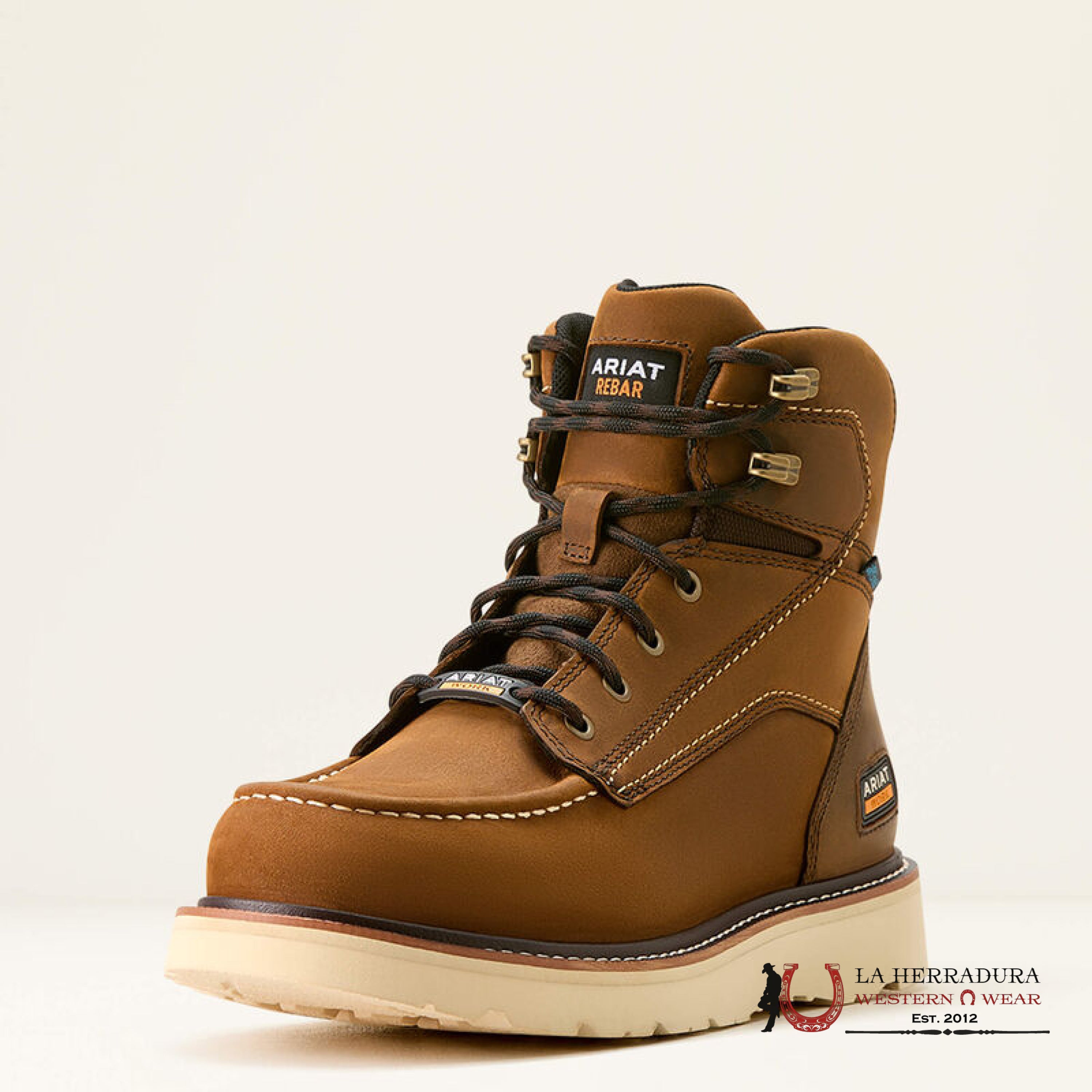 ARIAT REBAR “LIFT 6 WEDGE MOC TOE 6”H20 DISTRESSED BROWN ROUND TOE 10053614