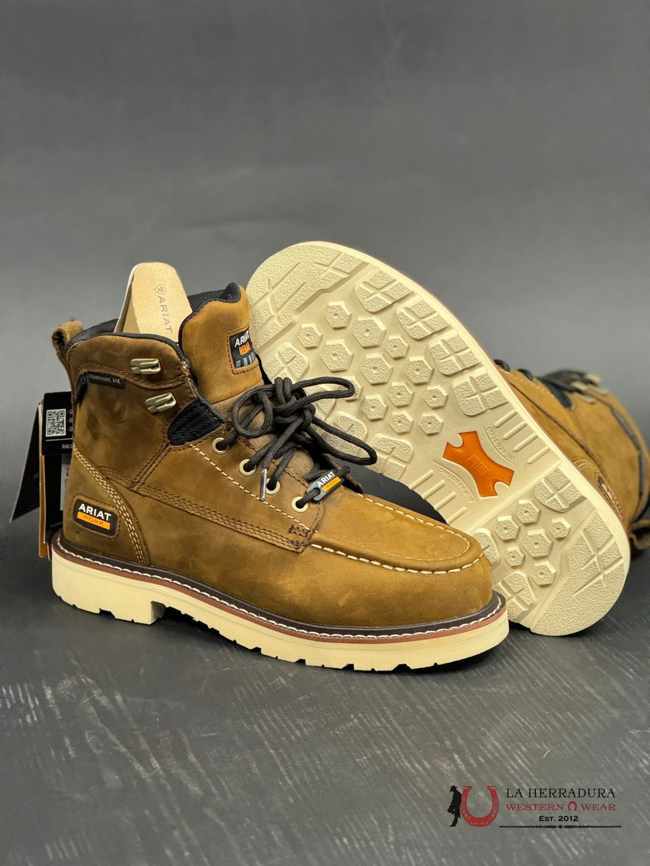 Ariat Rebar Lift 6” H2O Comp Toe Distressed Brown Round Work Boot