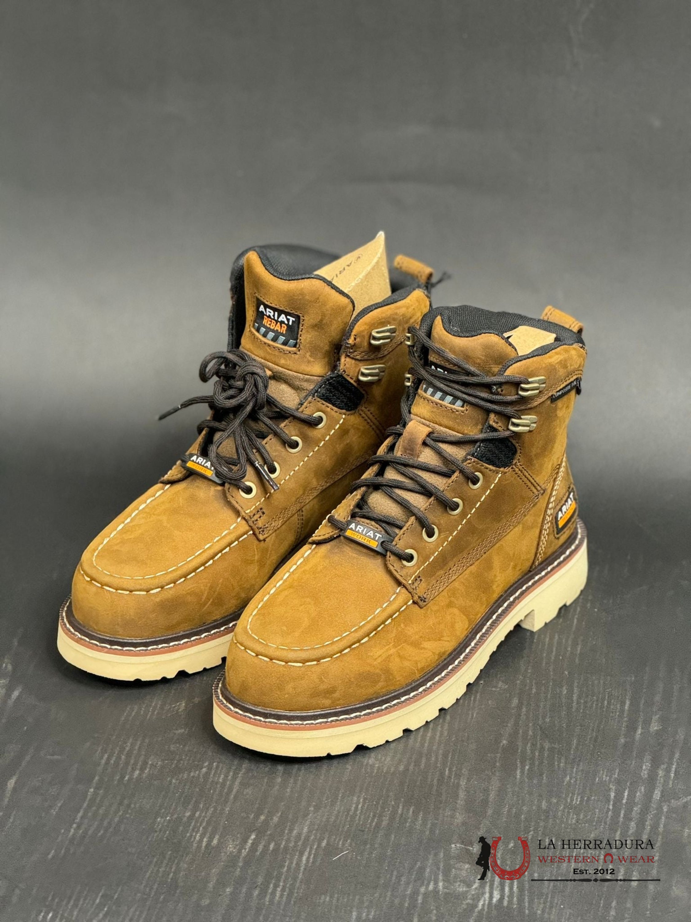 Ariat Rebar Lift 6” H2O Comp Toe Distressed Brown Round Work Boot