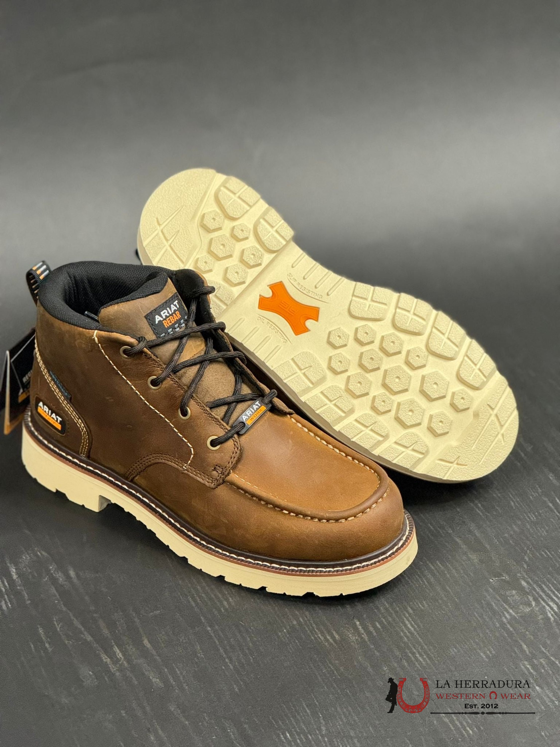 Ariat Rebar Lift Chikka H2O Distressed Brown Round Toe Work Boot