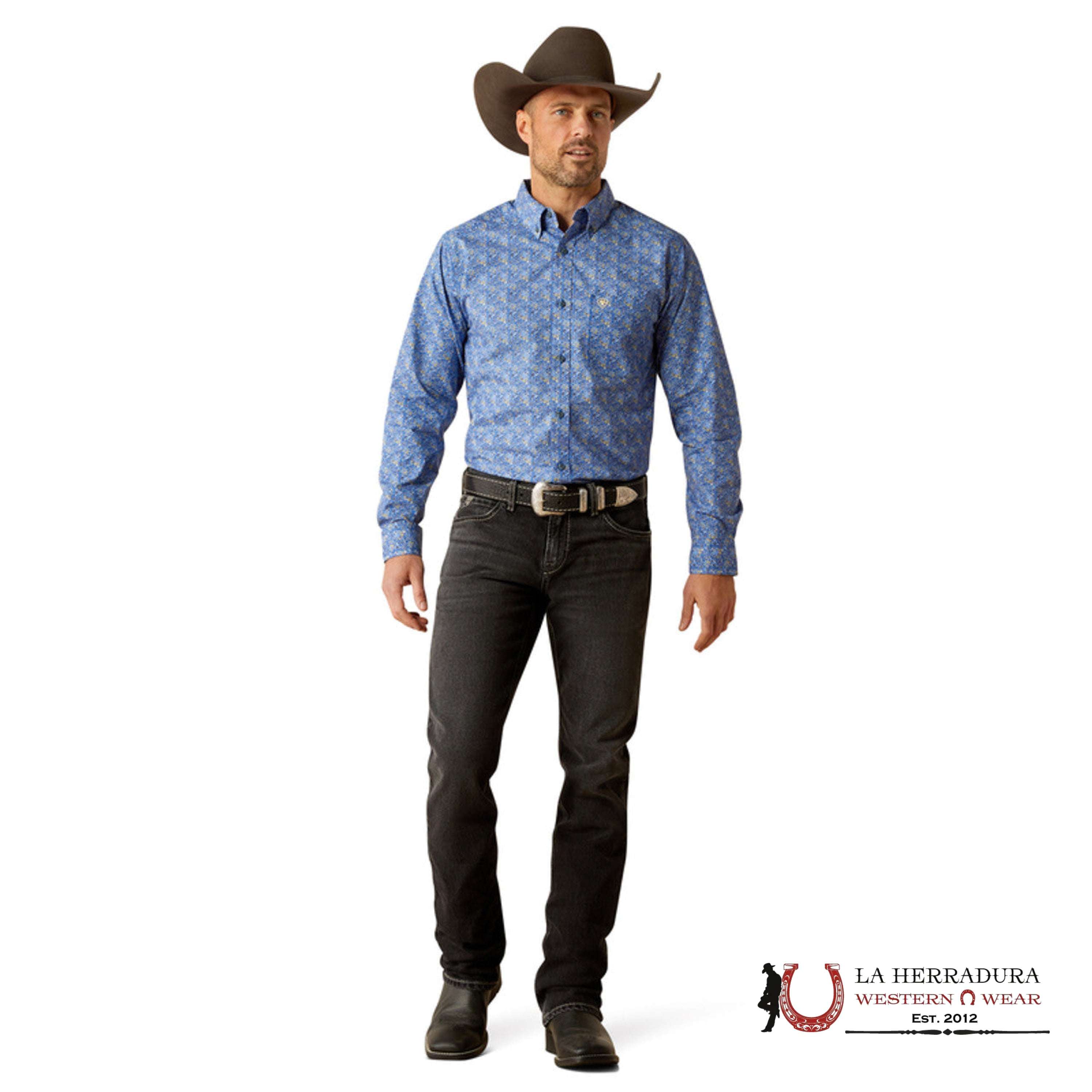Ariat Thell Fitted Long Sleeve Shirt Royal Blue - 2362 Ropa Hombres