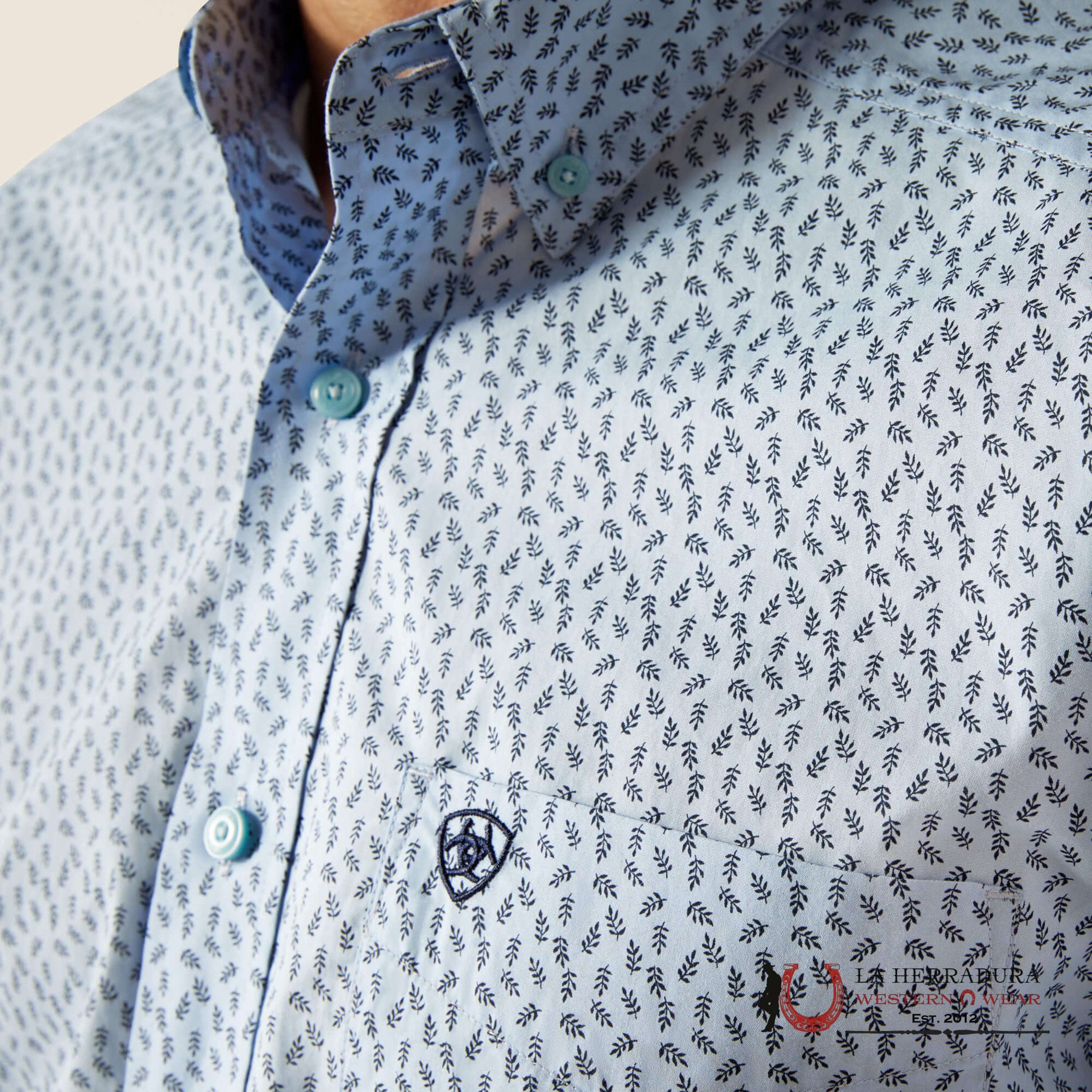 Ariat Rowan Light Blue Long Sleeve Shirt Ropa Hombres