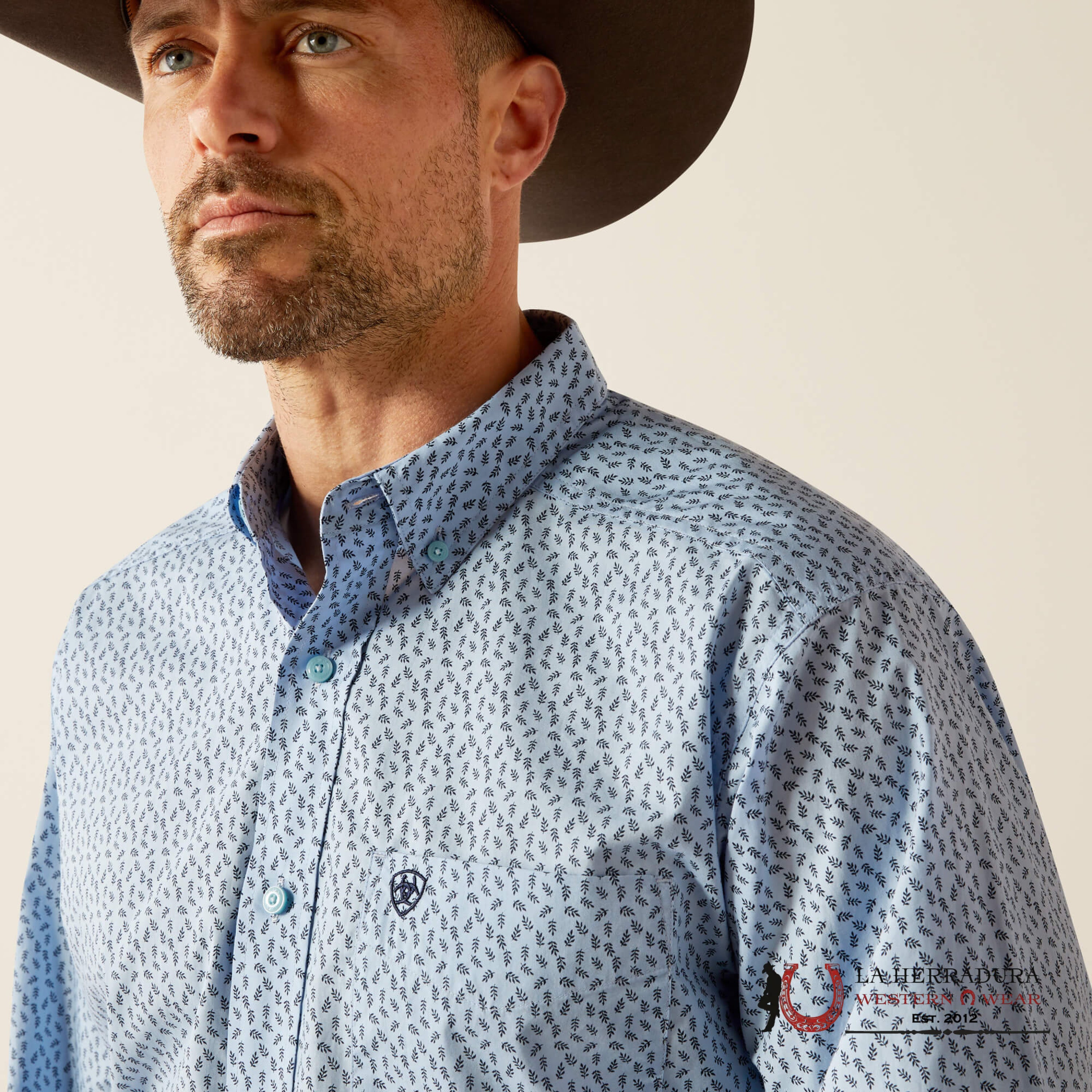 Ariat Rowan Light Blue Long Sleeve Shirt Ropa Hombres