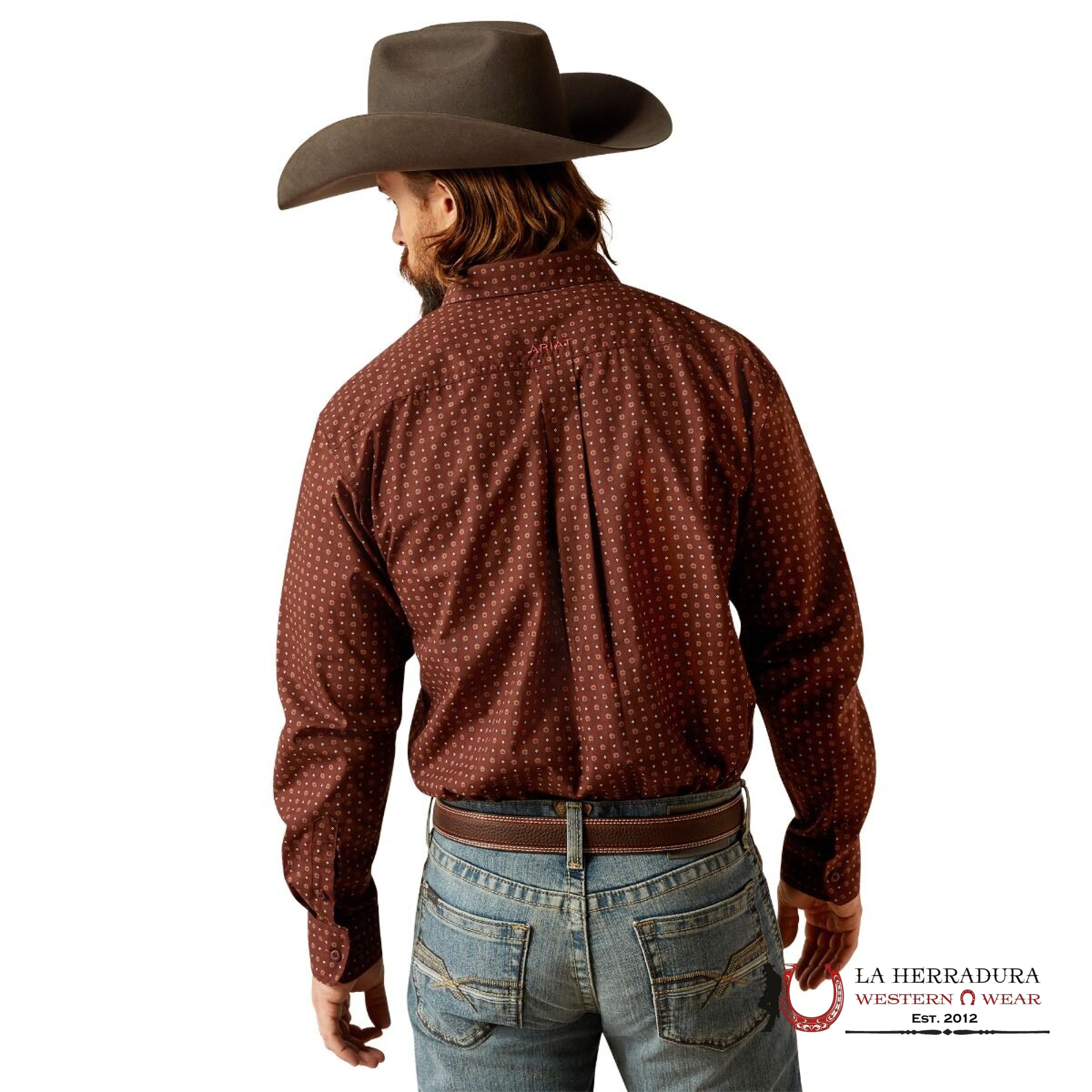 Ariat Seabrook Long Sleeve Shirt Brown Classic Fit- 2369 Ropa Hombres