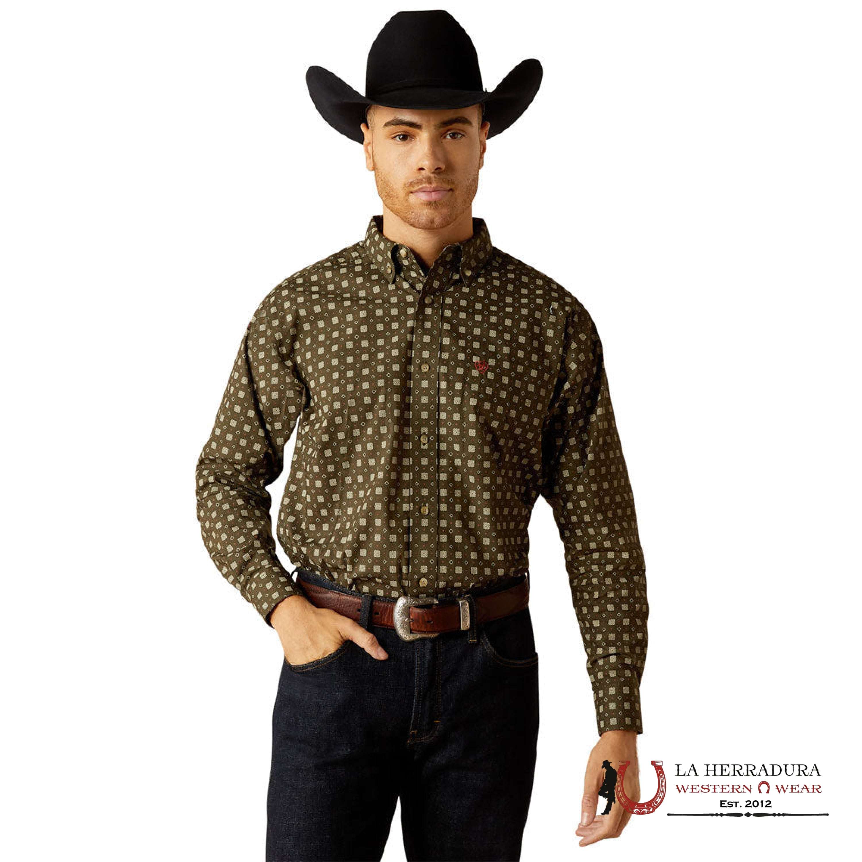 Ariat Shep Long Sleeve Deep Green Classic Fit - 2371 Ropa Hombres