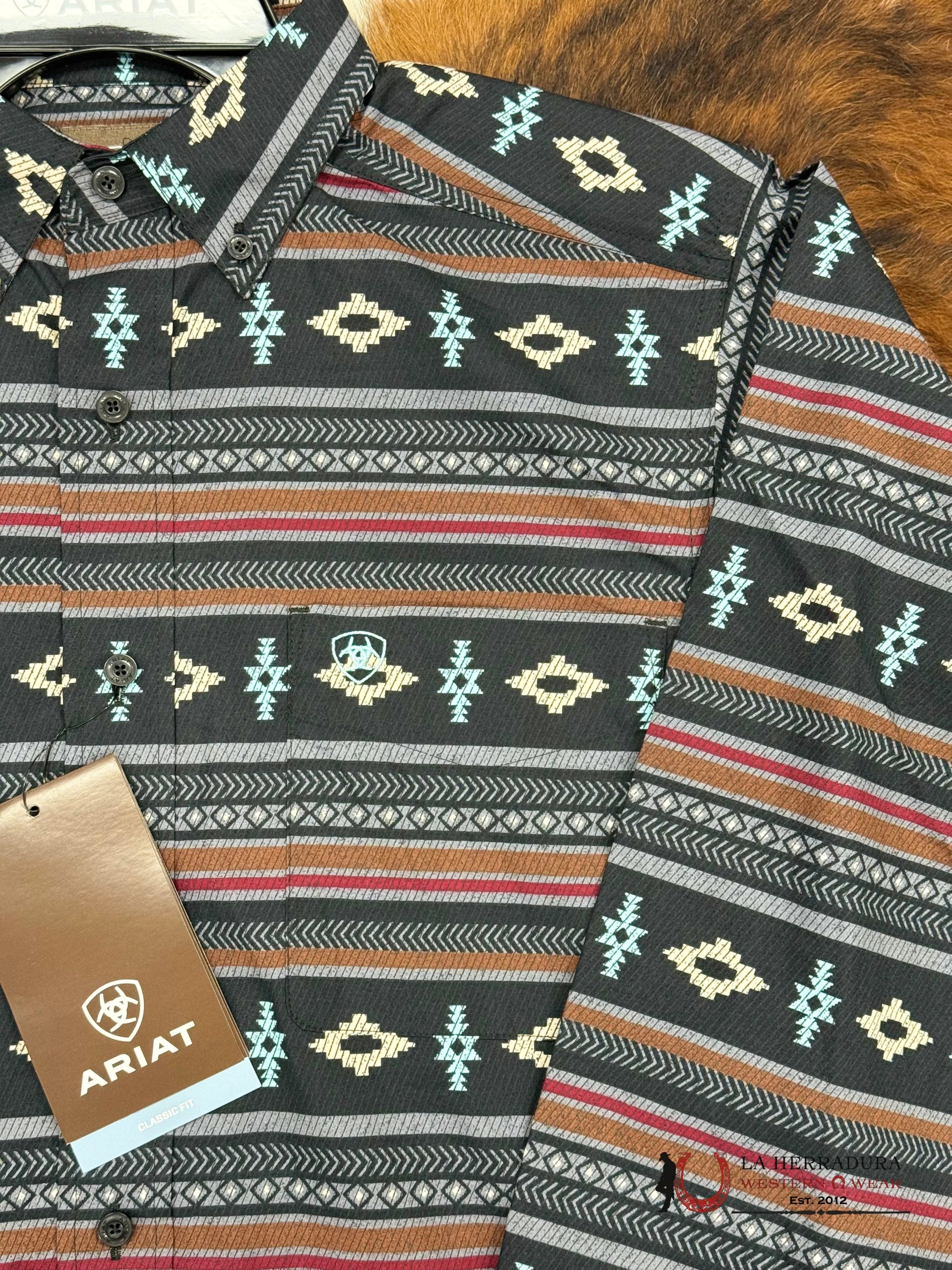 Ariat Shirt Classic Aztec Black Noland Ls Ropa Hombres