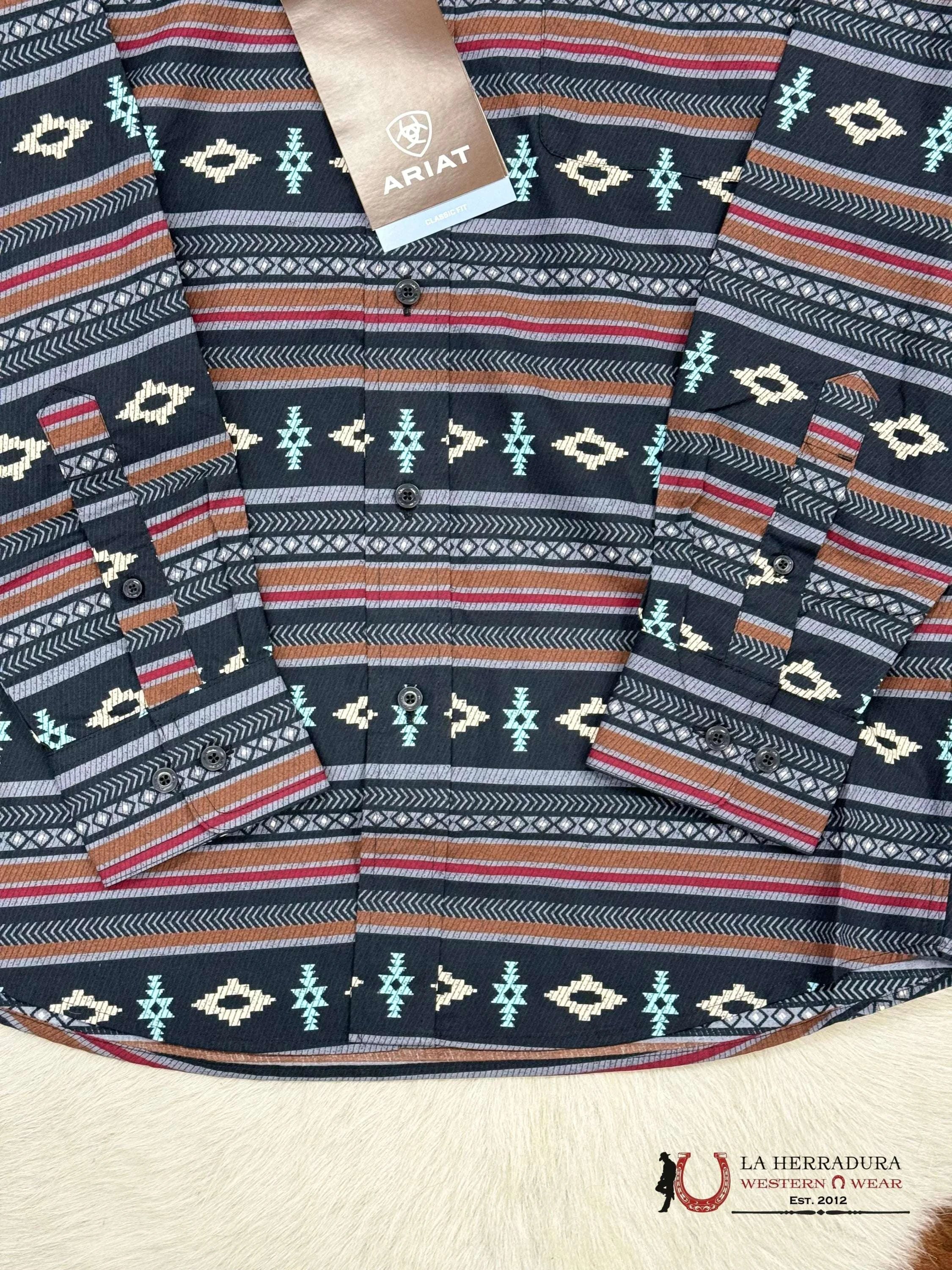 Ariat Shirt Classic Aztec Black Noland Ls Ropa Hombres