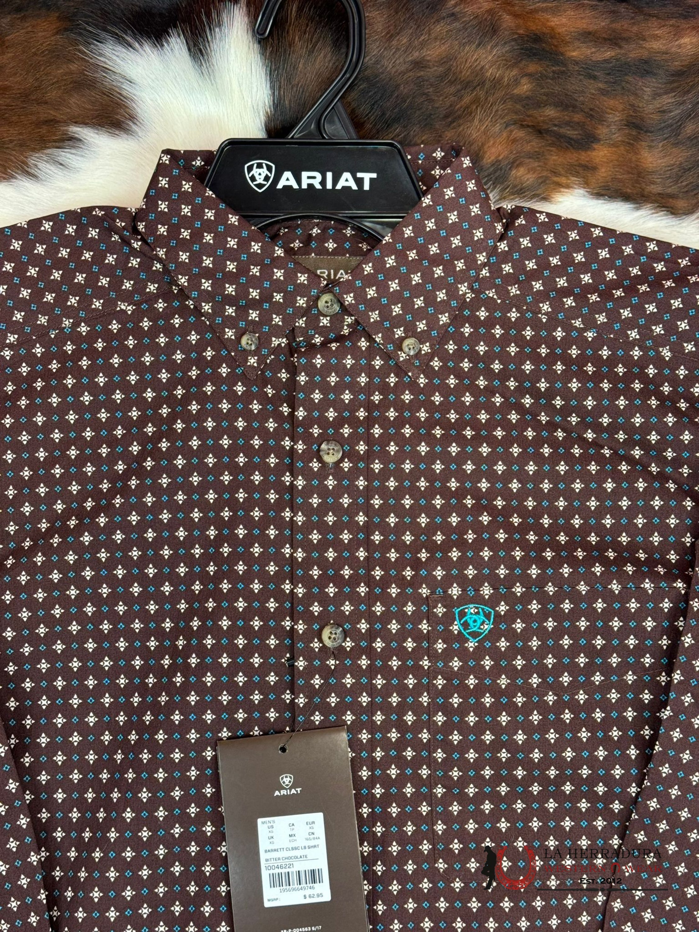 Ariat Shirt Classic Barrett Long Sleeve Bitter Chocolate Ropa Hombres