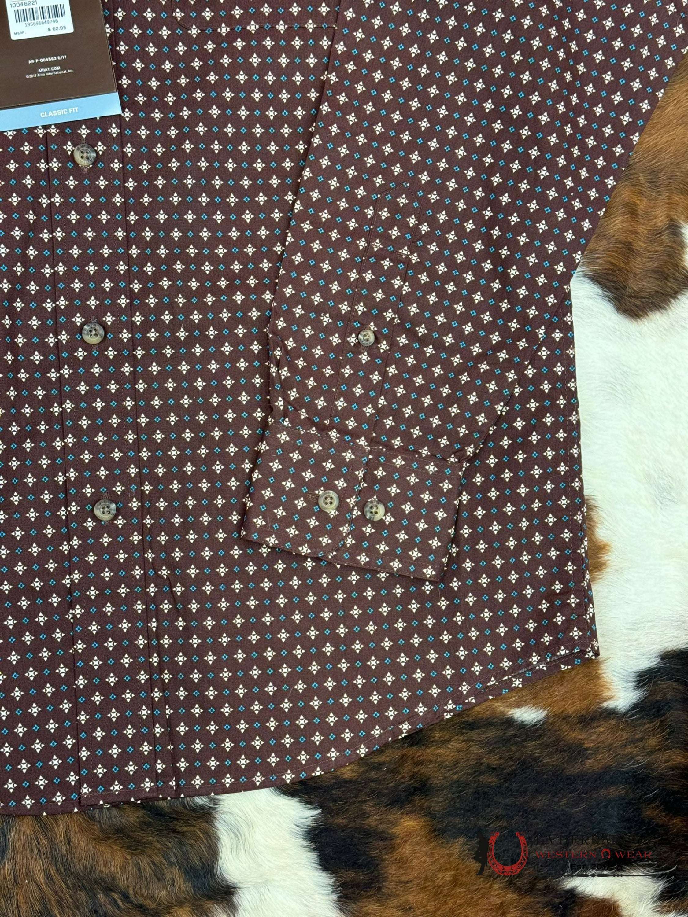 Ariat Shirt Classic Barrett Long Sleeve Bitter Chocolate Ropa Hombres