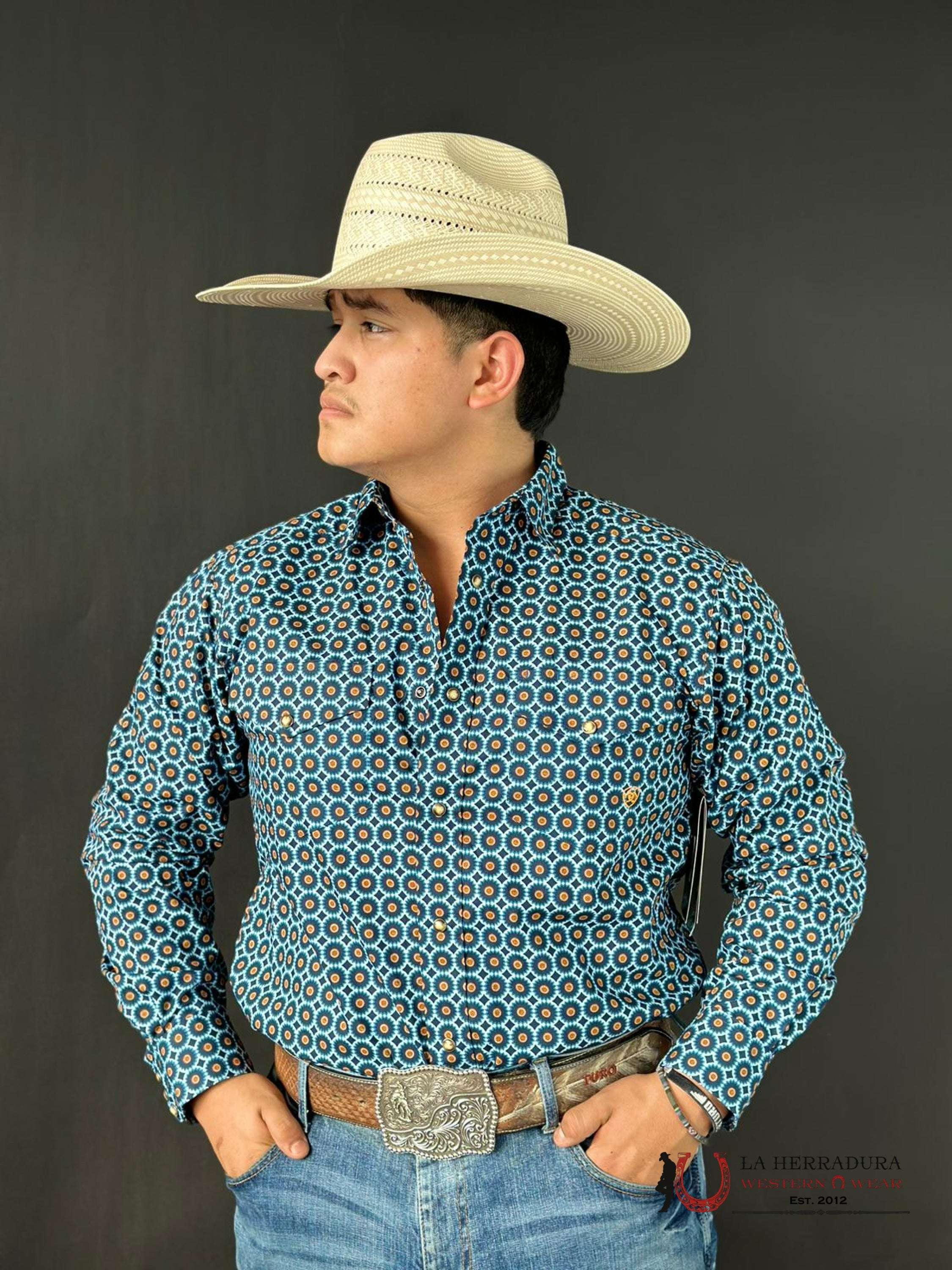 Ariat Shirt Classic Fit Gordy Moonlit Ocean Ropa Hombres