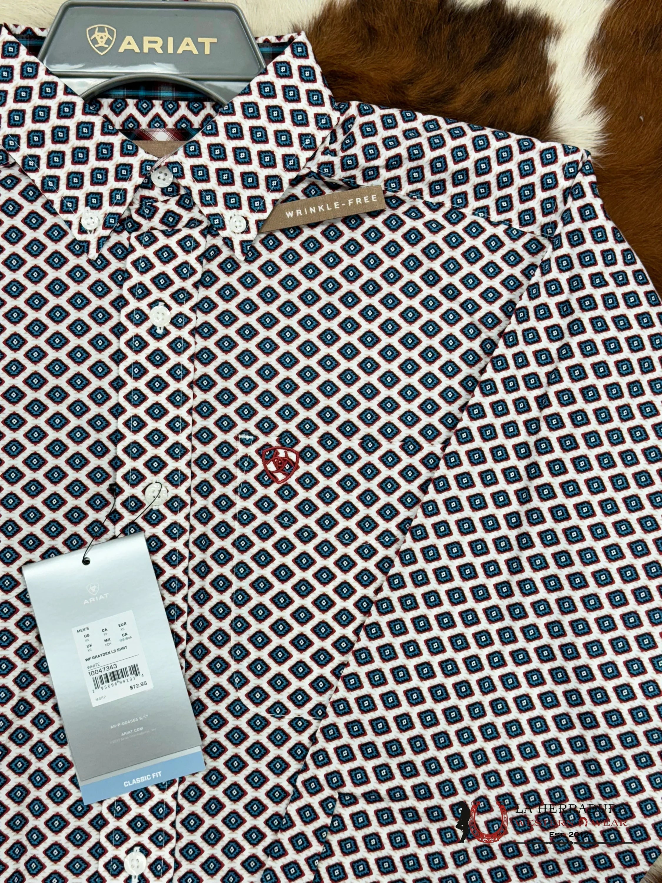 Ariat Shirt Classic Fit Grayden White Ropa Hombres