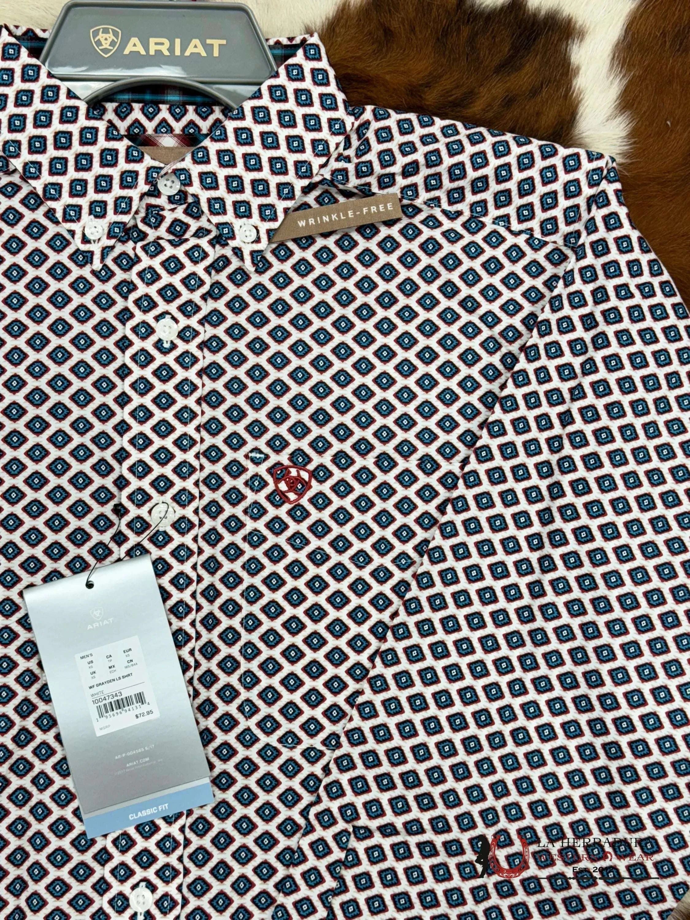 Ariat Shirt Classic Fit Grayden White Ropa Hombres