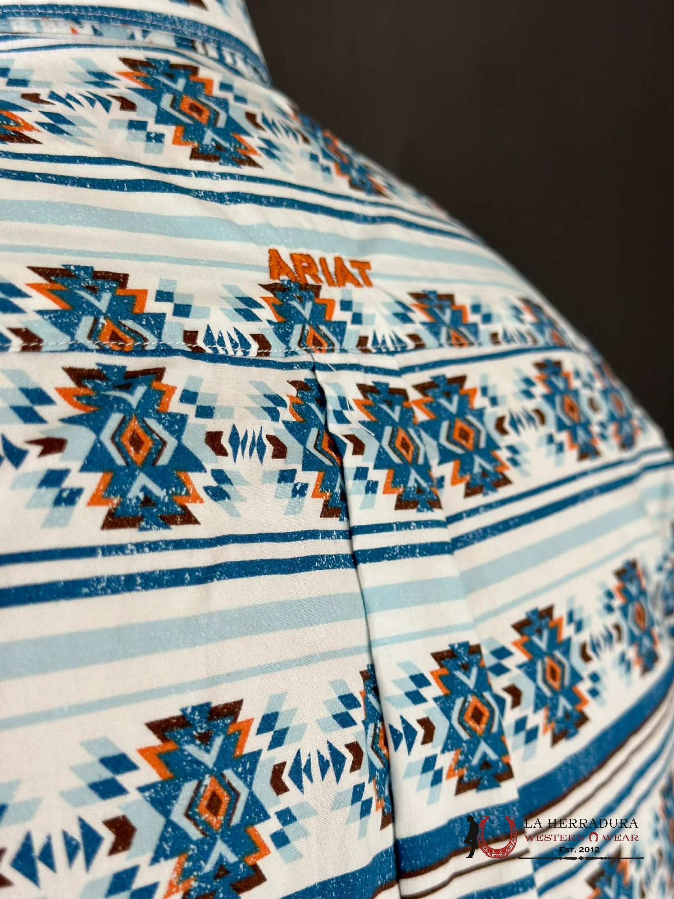 Ariat Shirt Classic Garith Snap White Aztec Blue Ropa Hombres