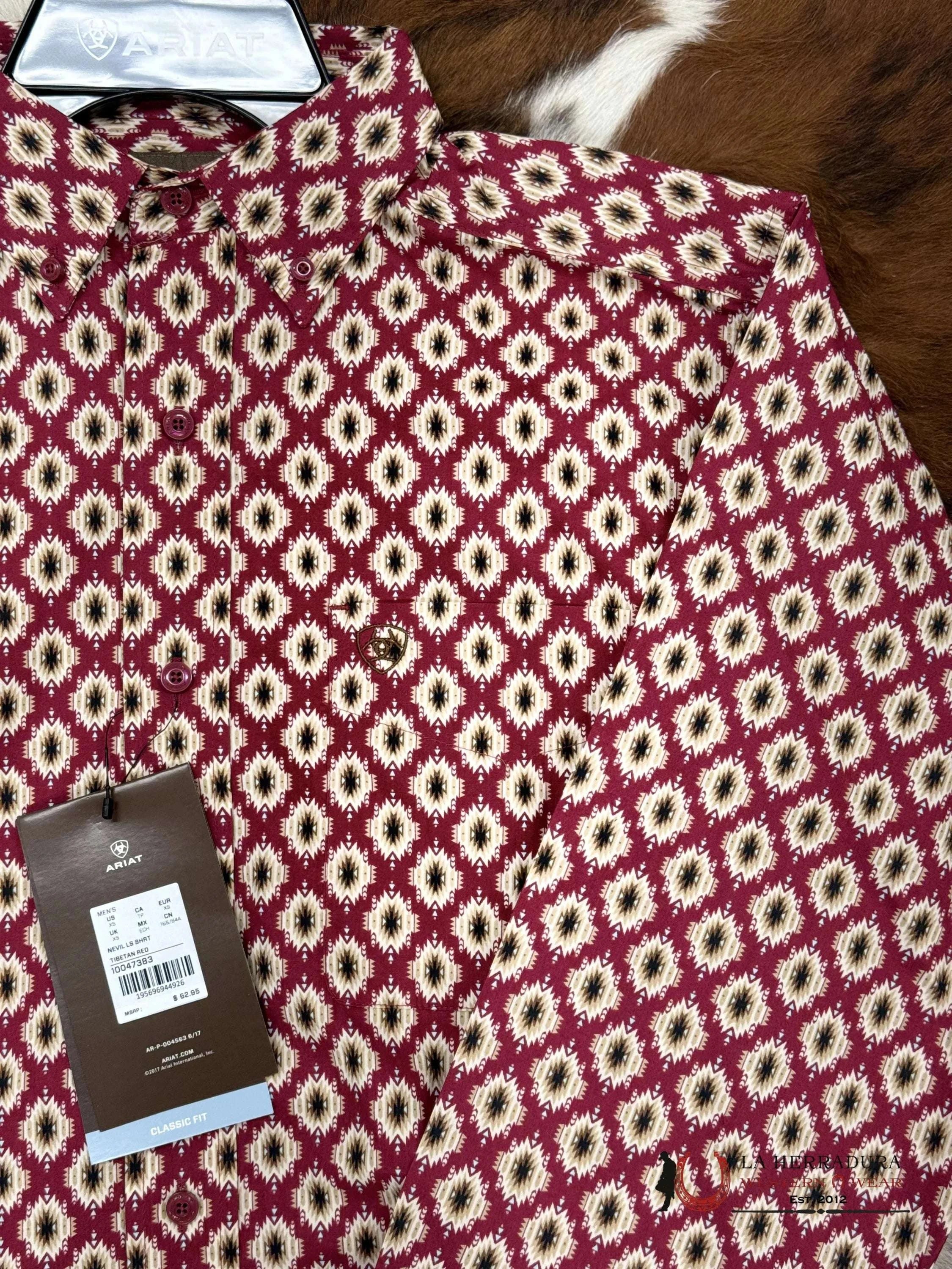 Ariat Shirt Classic Nevil Tibetan Red Ropa Hombres
