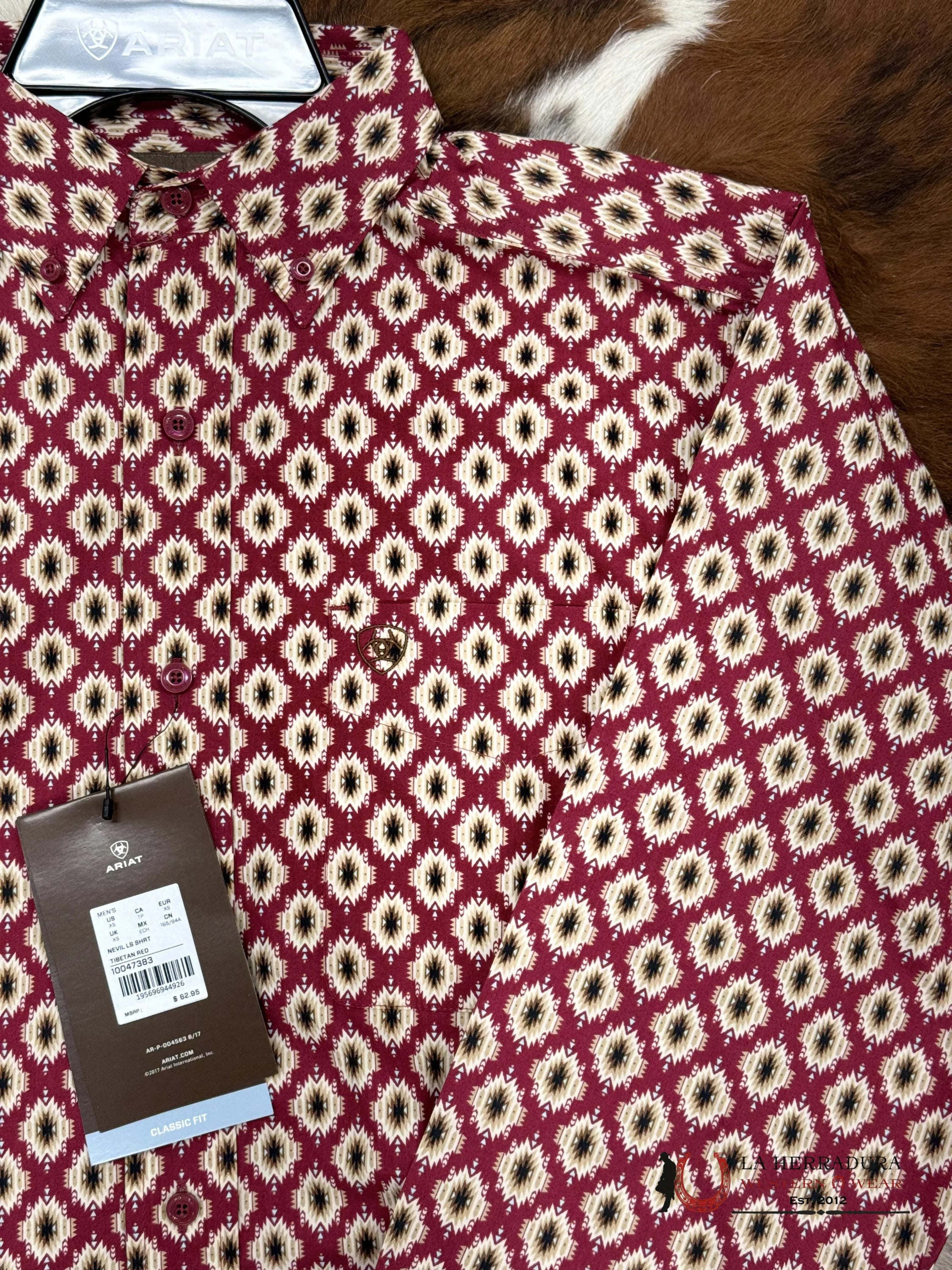 Ariat Shirt Classic Nevil Tibetan Red Ropa Hombres