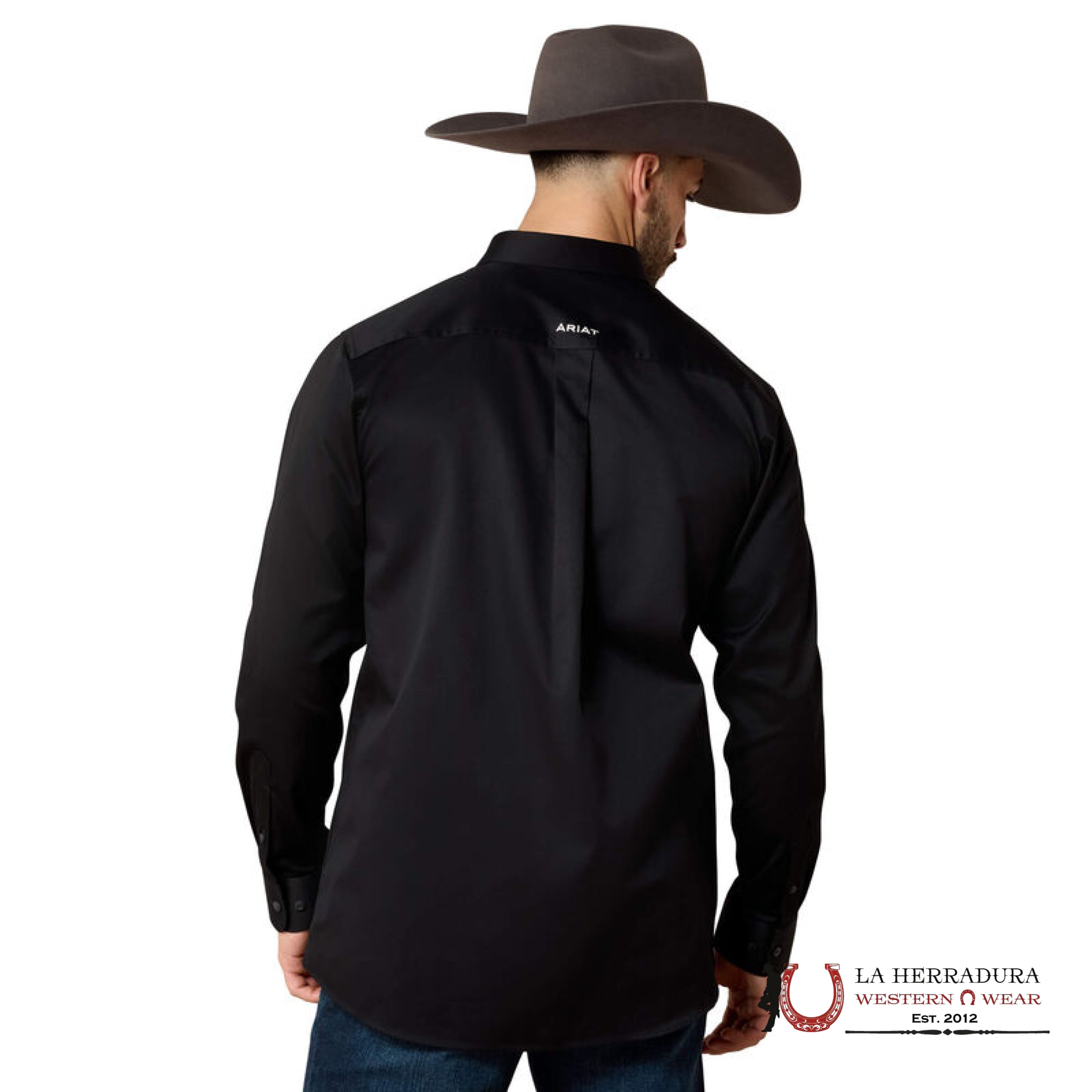 Ariat Shirt Fitted TEAM LOGO TWILL BlACK AND WHITE LONG SLEEVE BLACK 10034231 ROPA HOMBRES