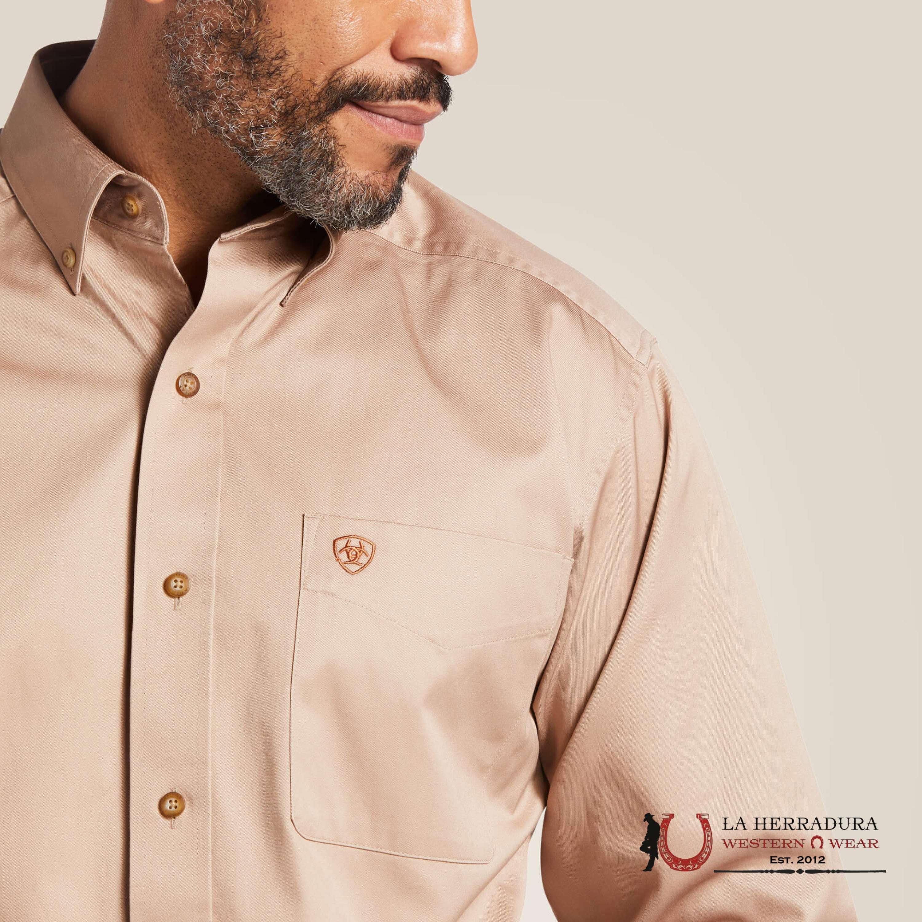 Ariat Solid Twill Classic Fit Shirt Khaki - 0505 Ropa Hombres