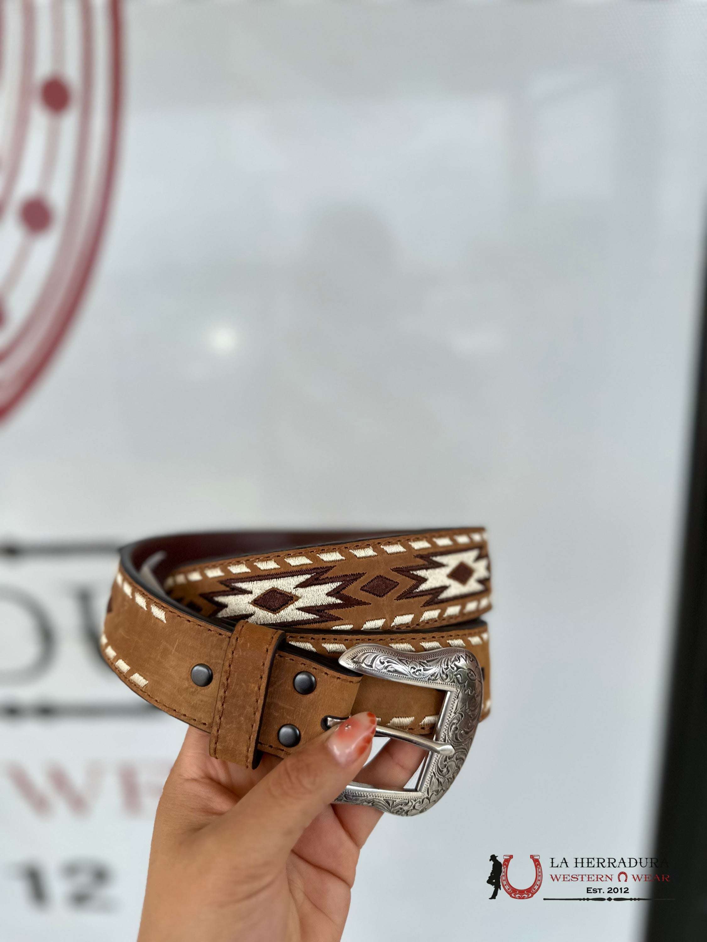 Ariat Stitched Orix Aztec Tan Belt Cinturones Hombres