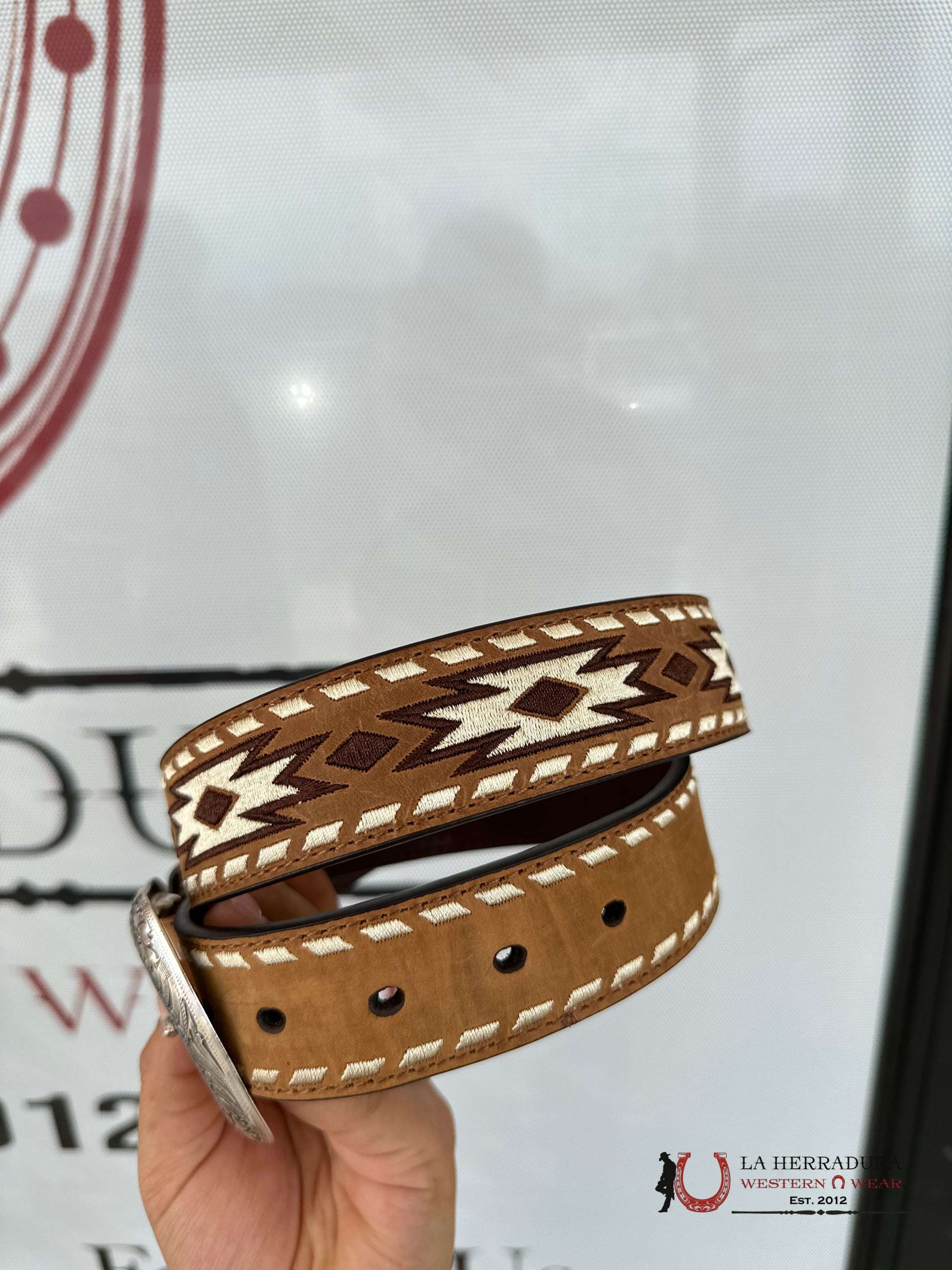 Ariat Stitched Orix Aztec Tan Belt Cinturones Hombres