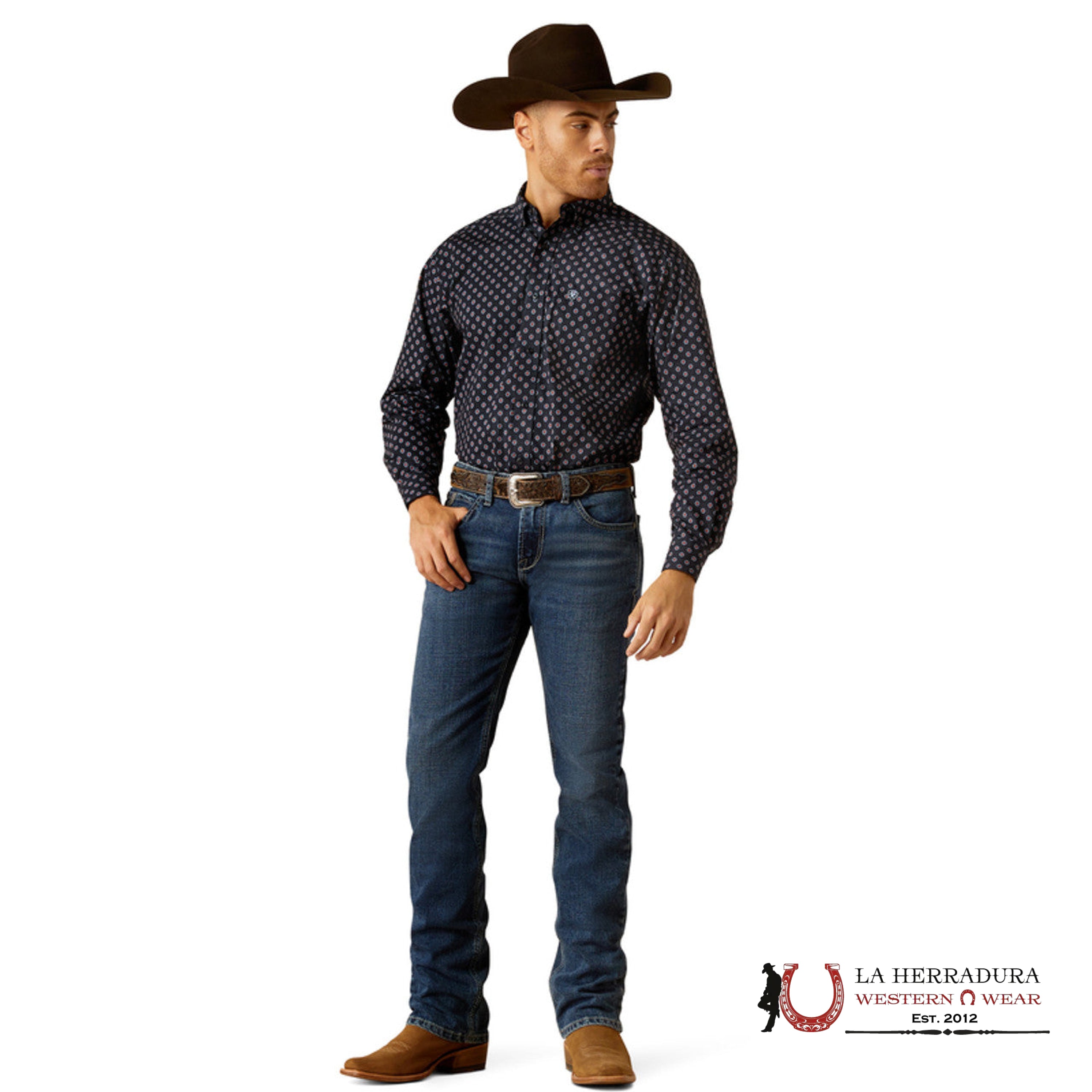 Ariat Taylor Long Sleeve Shirt Dark Blue Classic Fit - 2490 Ropa Hombres