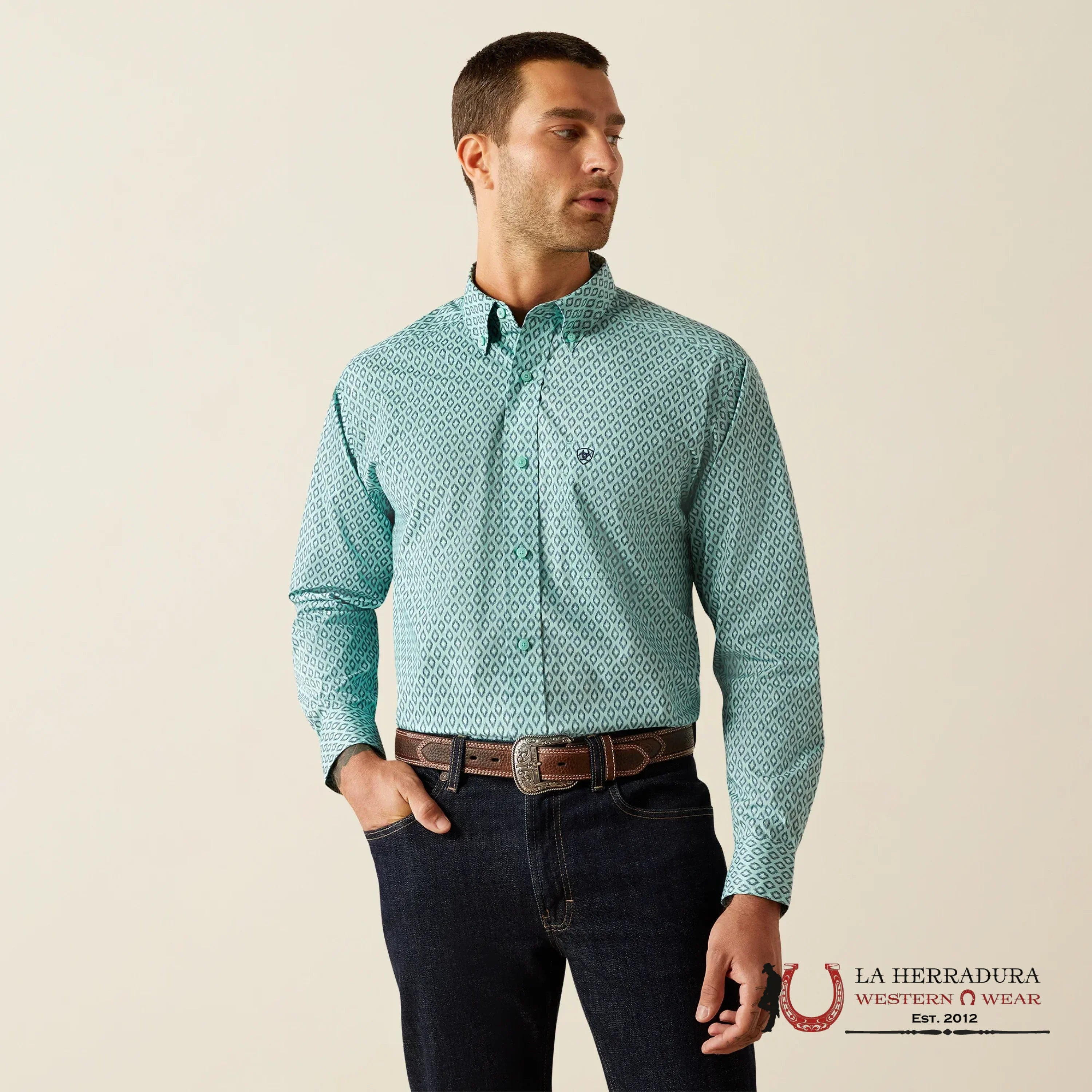 ARIAT TEAM Canyon Long Sleeve Mint Shirt - 4673 ROPA HOMBRES